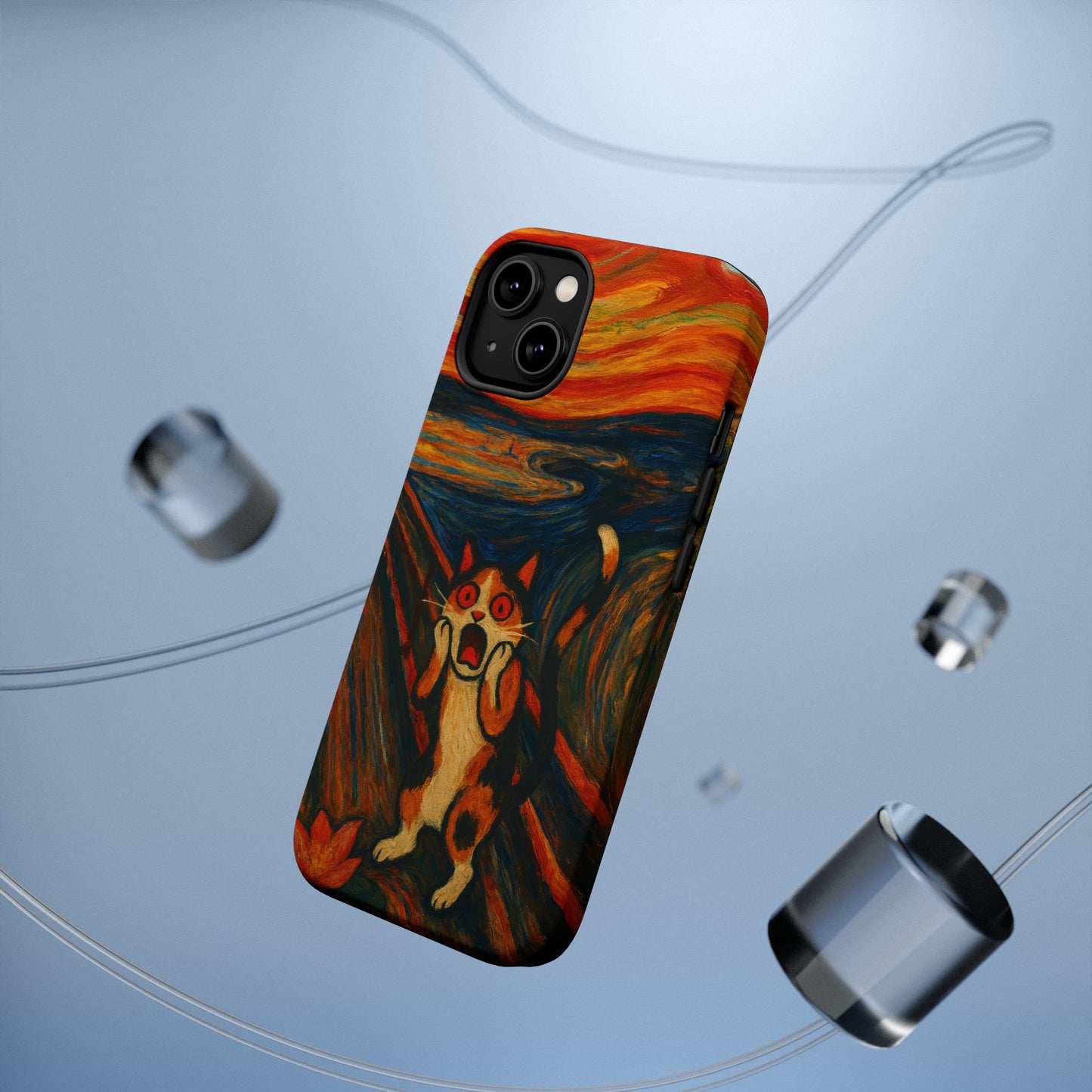 The Cat Scream โ Munch Inspired โ iPhone 16, 15, 14, 13 โ MagSafe Magnetic Tough Case by HitStickers