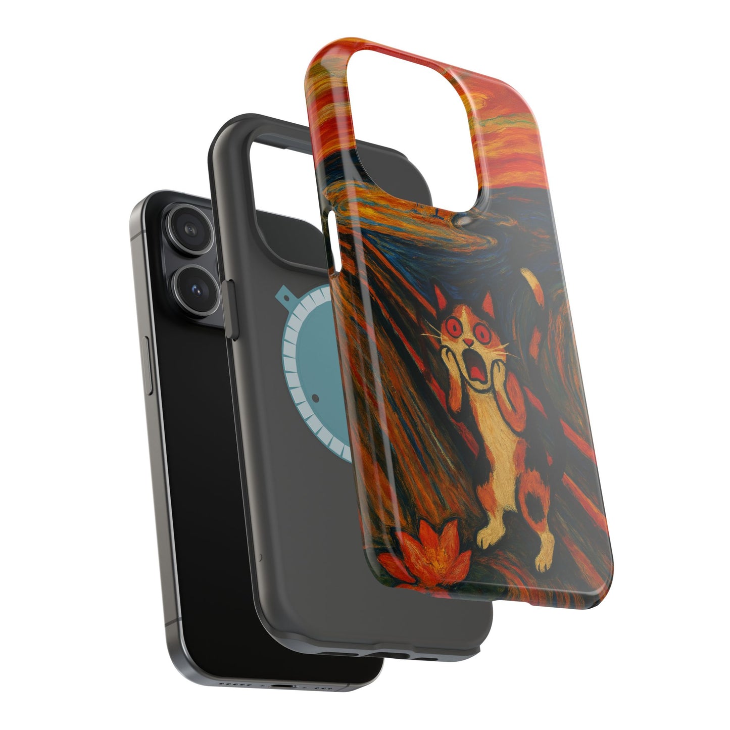 The Cat Scream โ Munch Inspired โ iPhone 16, 15, 14, 13 โ MagSafe Magnetic Tough Case by HitStickers