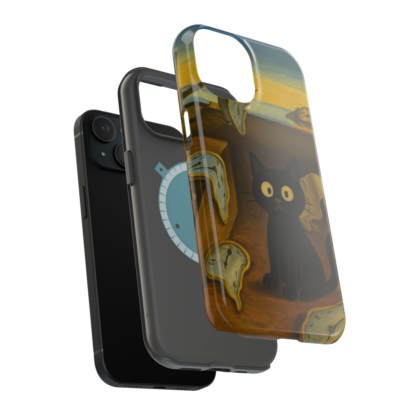 The Cat of Melting Time – Dalí Inspired – iPhone 16, 15, 14, 13 – MagSafe Magnetic Tough Case by HitStickers