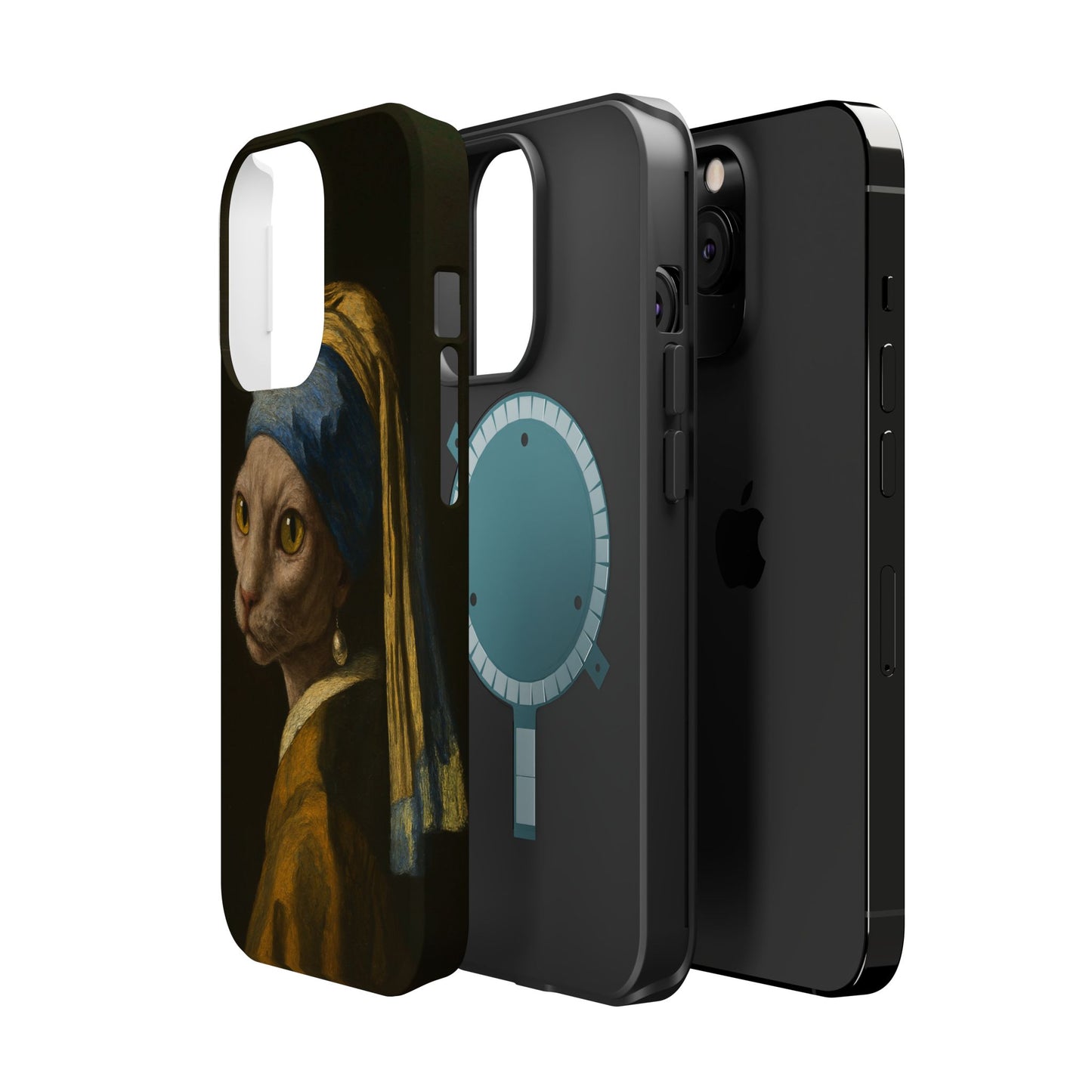 Cat with a Pearl Earring โ Vermeer Inspired โ iPhone 16, 15, 14, 13 โ MagSafe Magnetic Tough Case by HitStickers