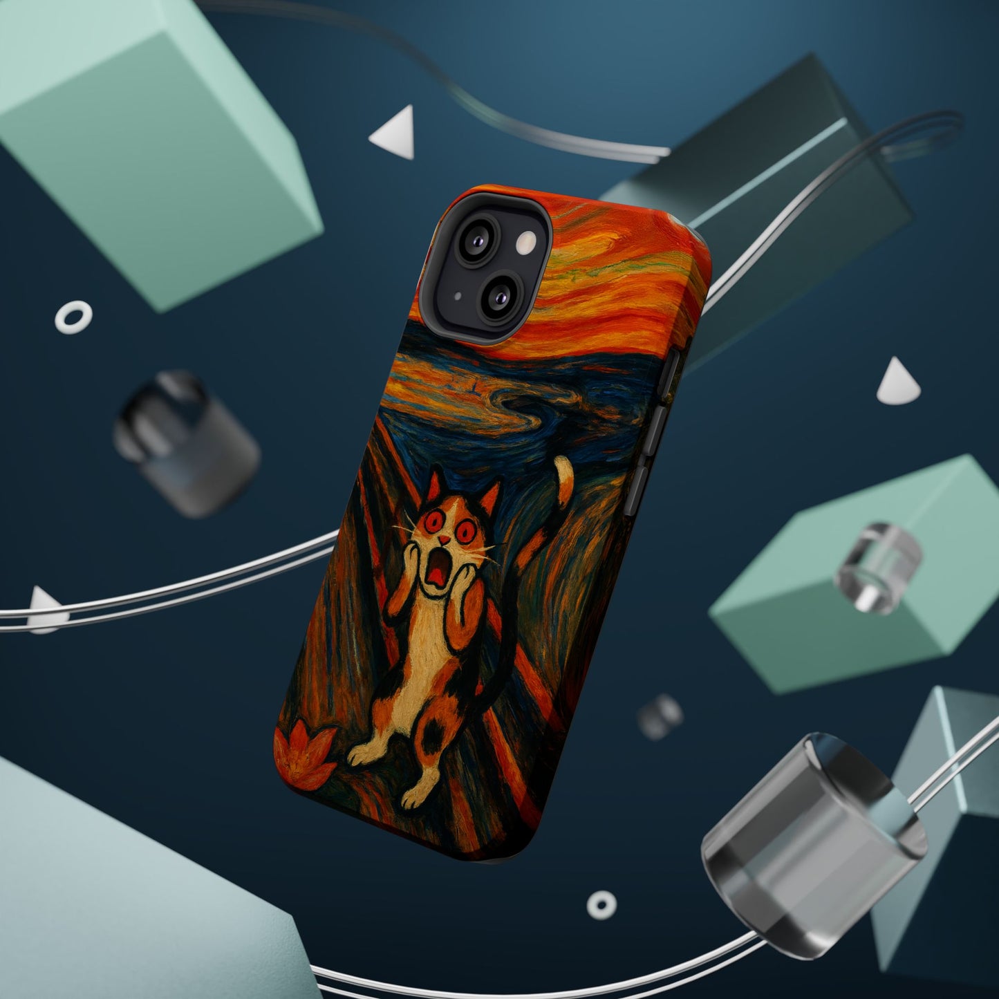 The Cat Scream โ Munch Inspired โ iPhone 16, 15, 14, 13 โ MagSafe Magnetic Tough Case by HitStickers