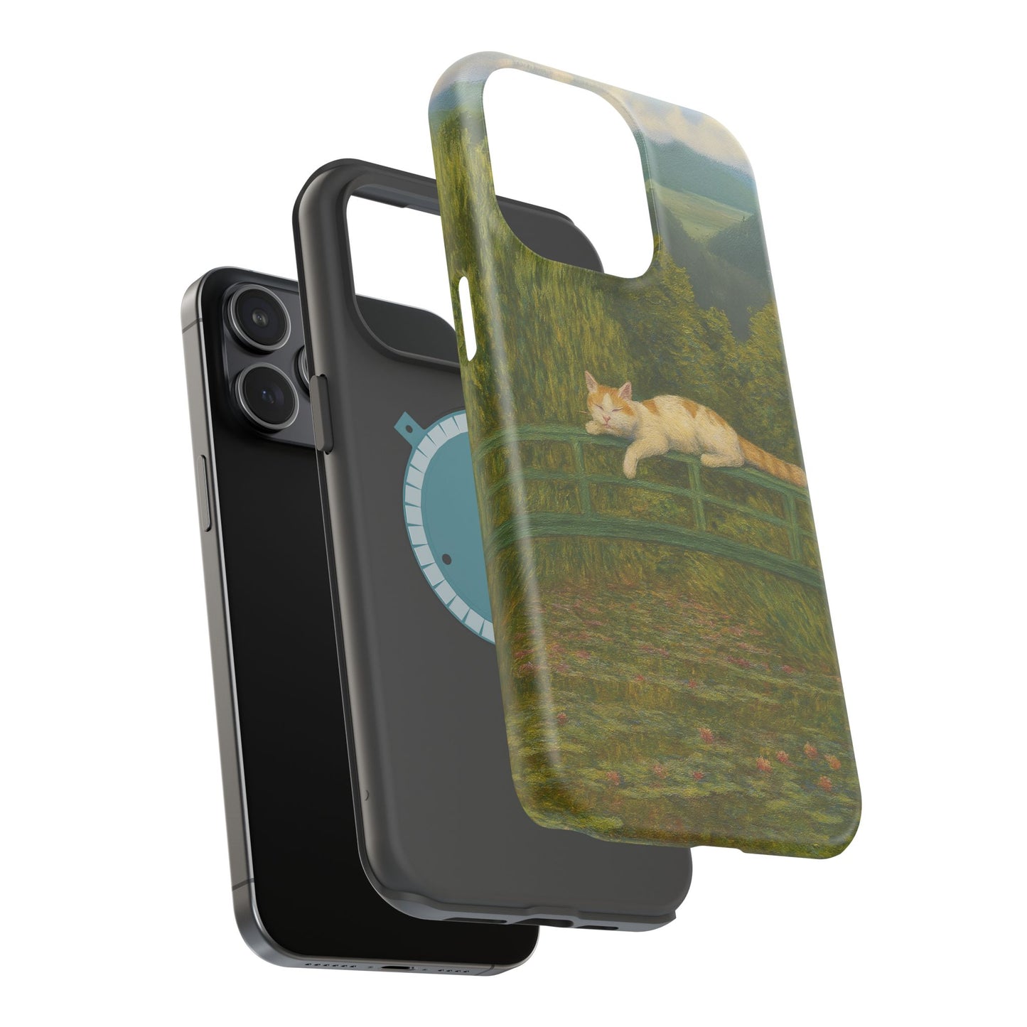 Sleeping Cat on the Japanese Bridge โ Monet Inspired โ iPhone 16, 15, 14, 13 โ MagSafe Magnetic Tough Case by HitStickers
