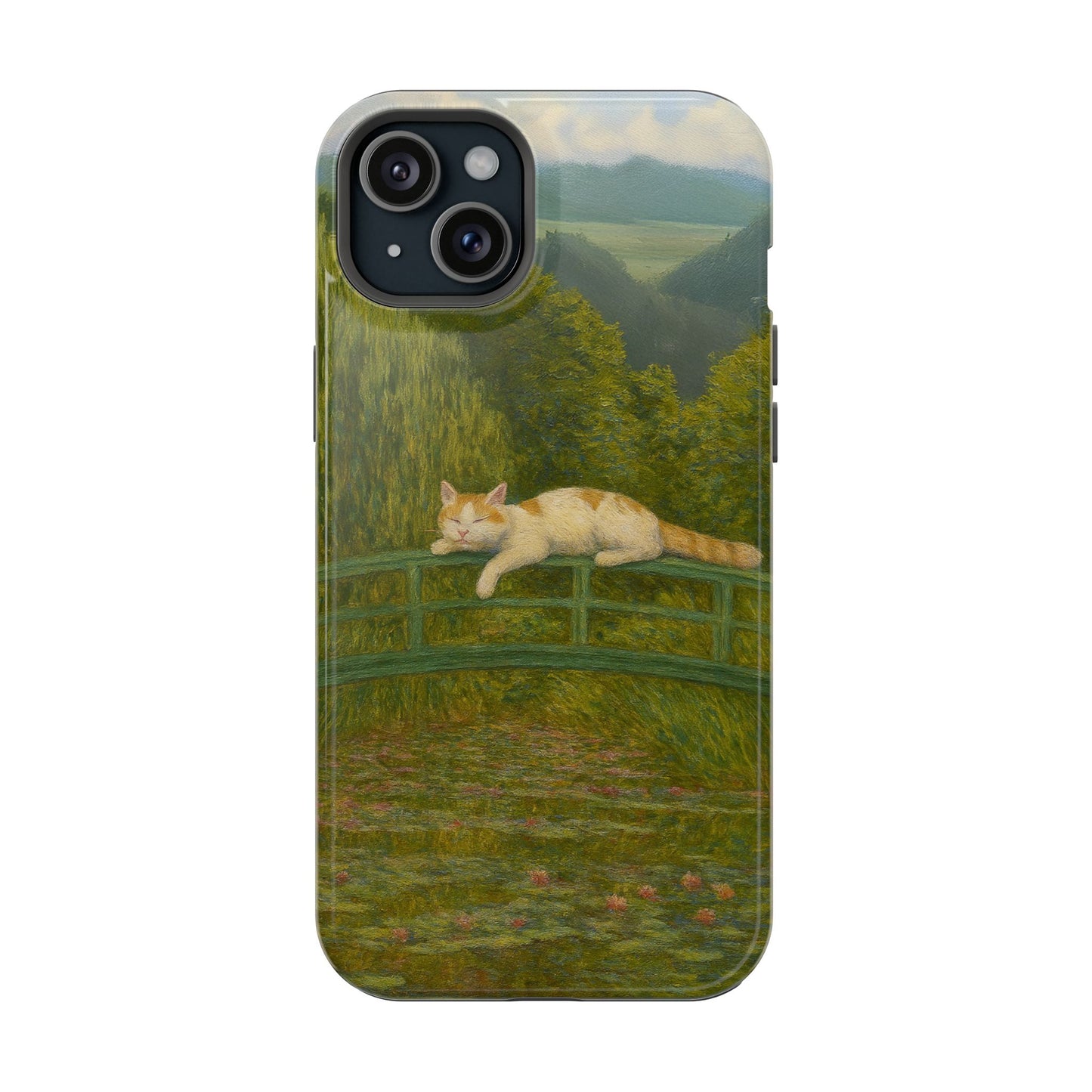 Sleeping Cat on the Japanese Bridge โ Monet Inspired โ iPhone 16, 15, 14, 13 โ MagSafe Magnetic Tough Case by HitStickers