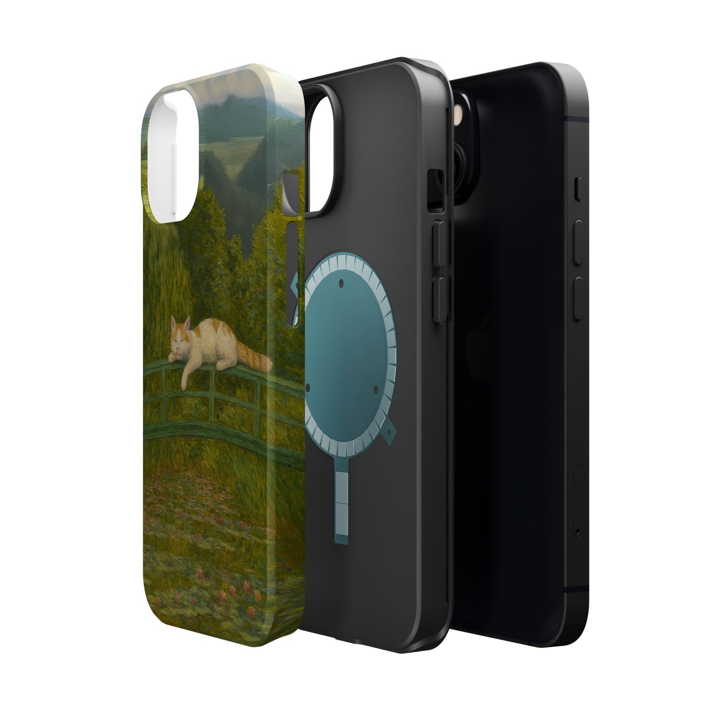 Sleeping Cat on the Japanese Bridge โ Monet Inspired โ iPhone 16, 15, 14, 13 โ MagSafe Magnetic Tough Case by HitStickers