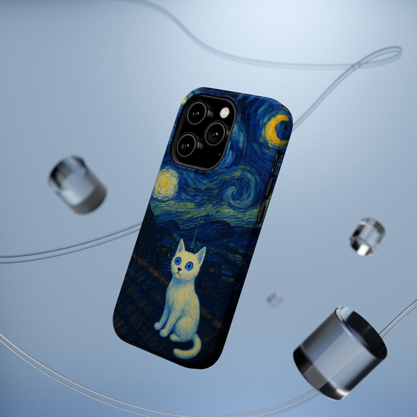 Starry Night Cat โ Van Gogh Inspired โ iPhone 16, 15, 14, 13 โ MagSafe Magnetic Tough Case by HitStickers