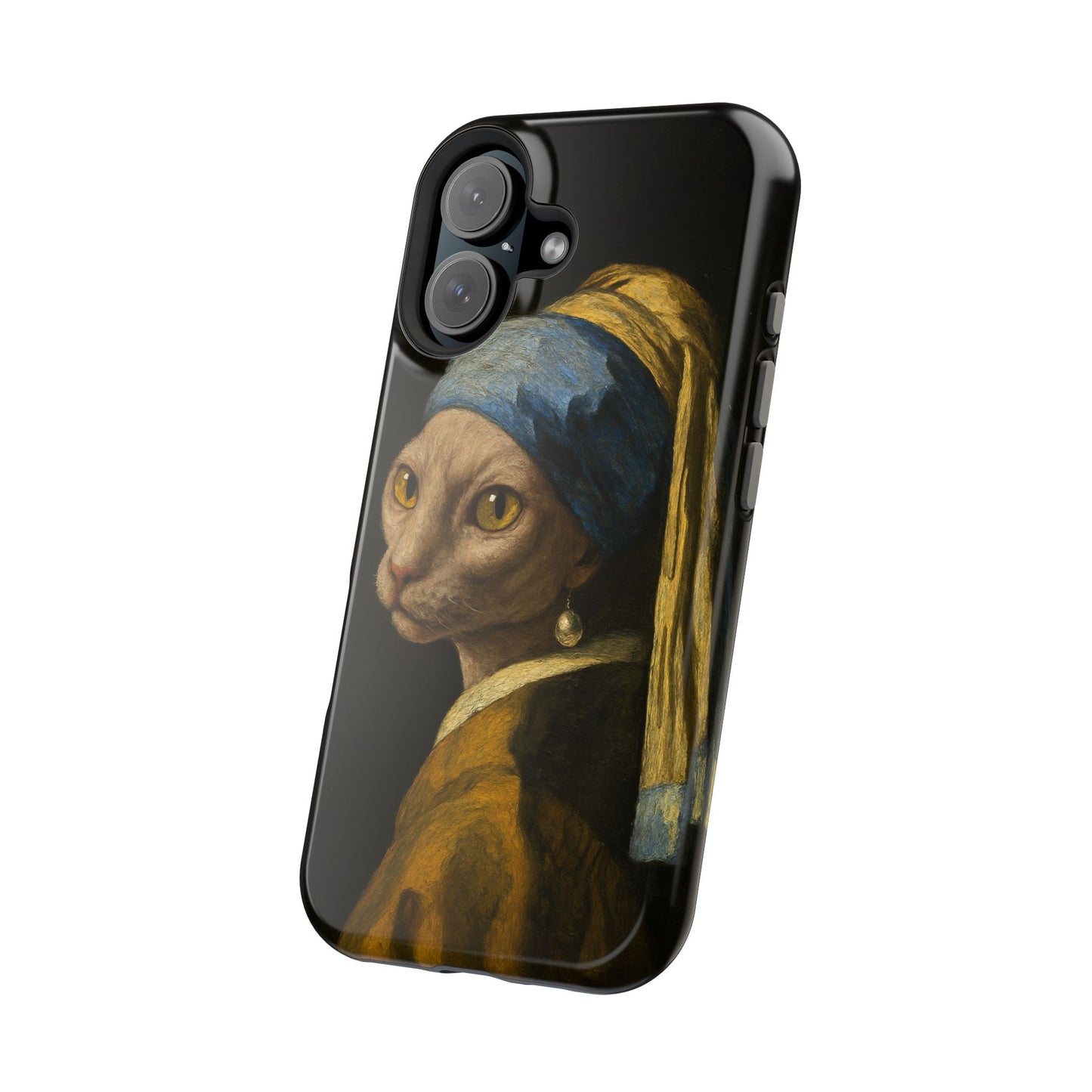 Cat with a Pearl Earring โ Vermeer Inspired โ iPhone 16, 15, 14, 13 โ MagSafe Magnetic Tough Case by HitStickers