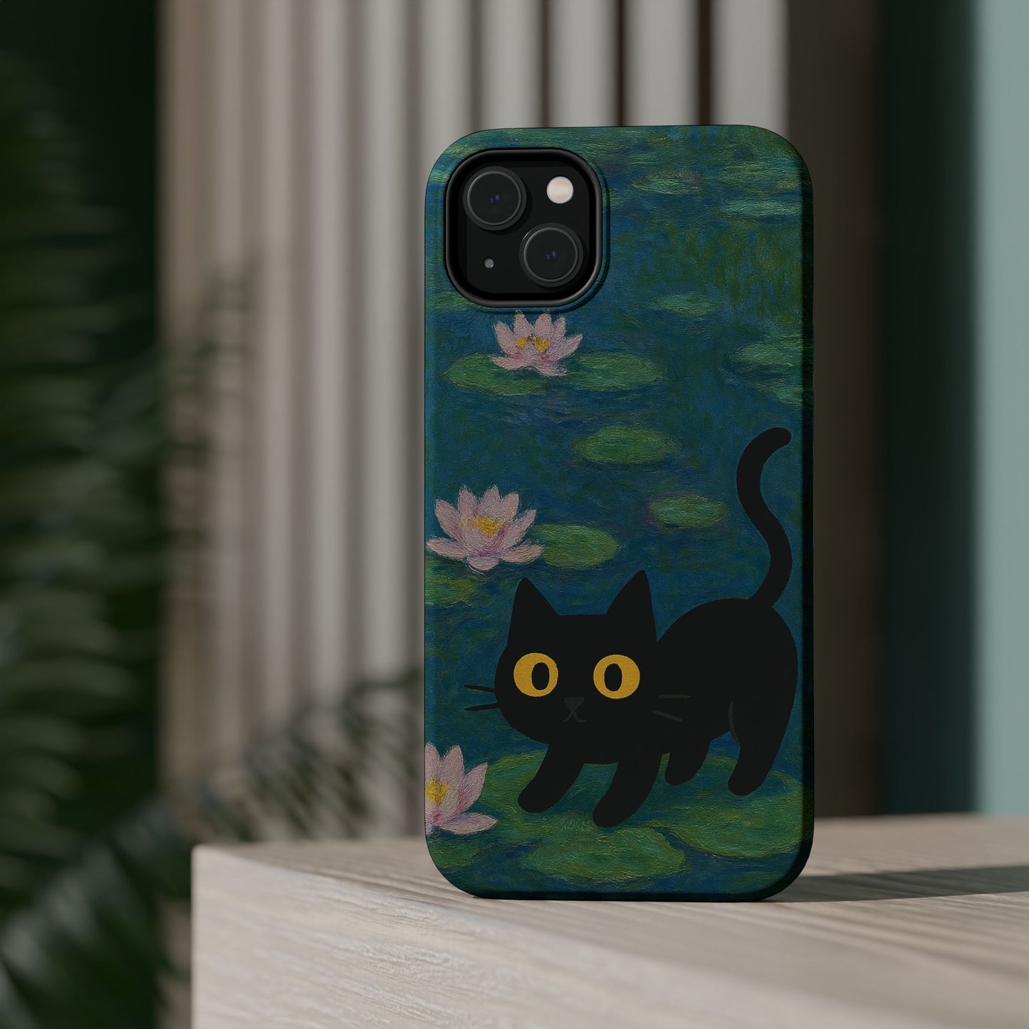 Water Lily Cat โ Monet Inspired โ iPhone 16, 15, 14, 13 โ MagSafe Magnetic Tough Case by HitStickers