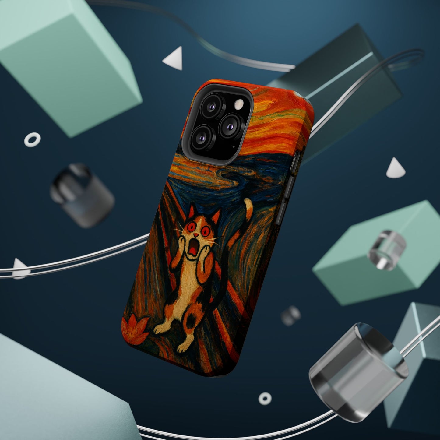 The Cat Scream โ Munch Inspired โ iPhone 16, 15, 14, 13 โ MagSafe Magnetic Tough Case by HitStickers