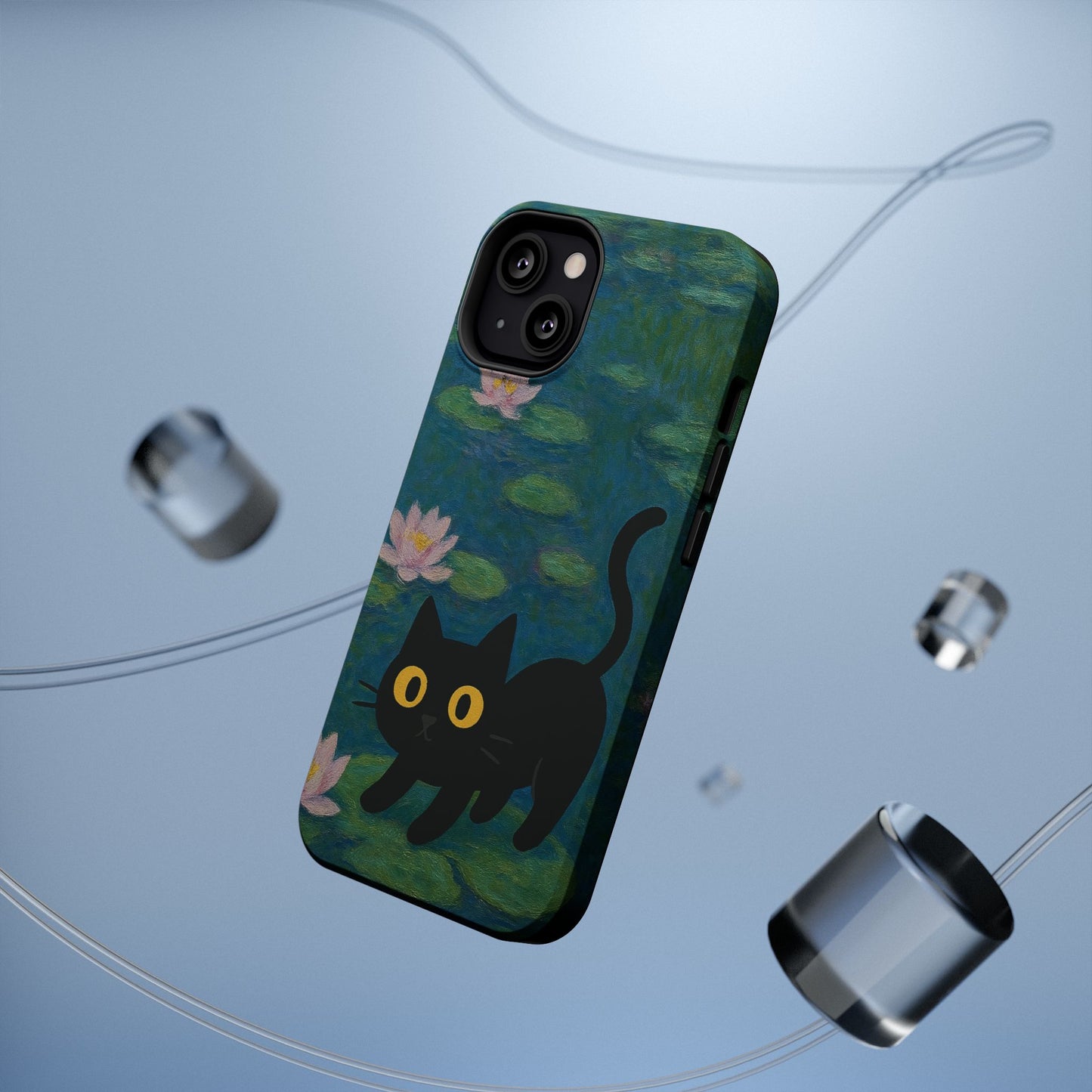 Water Lily Cat โ Monet Inspired โ iPhone 16, 15, 14, 13 โ MagSafe Magnetic Tough Case by HitStickers