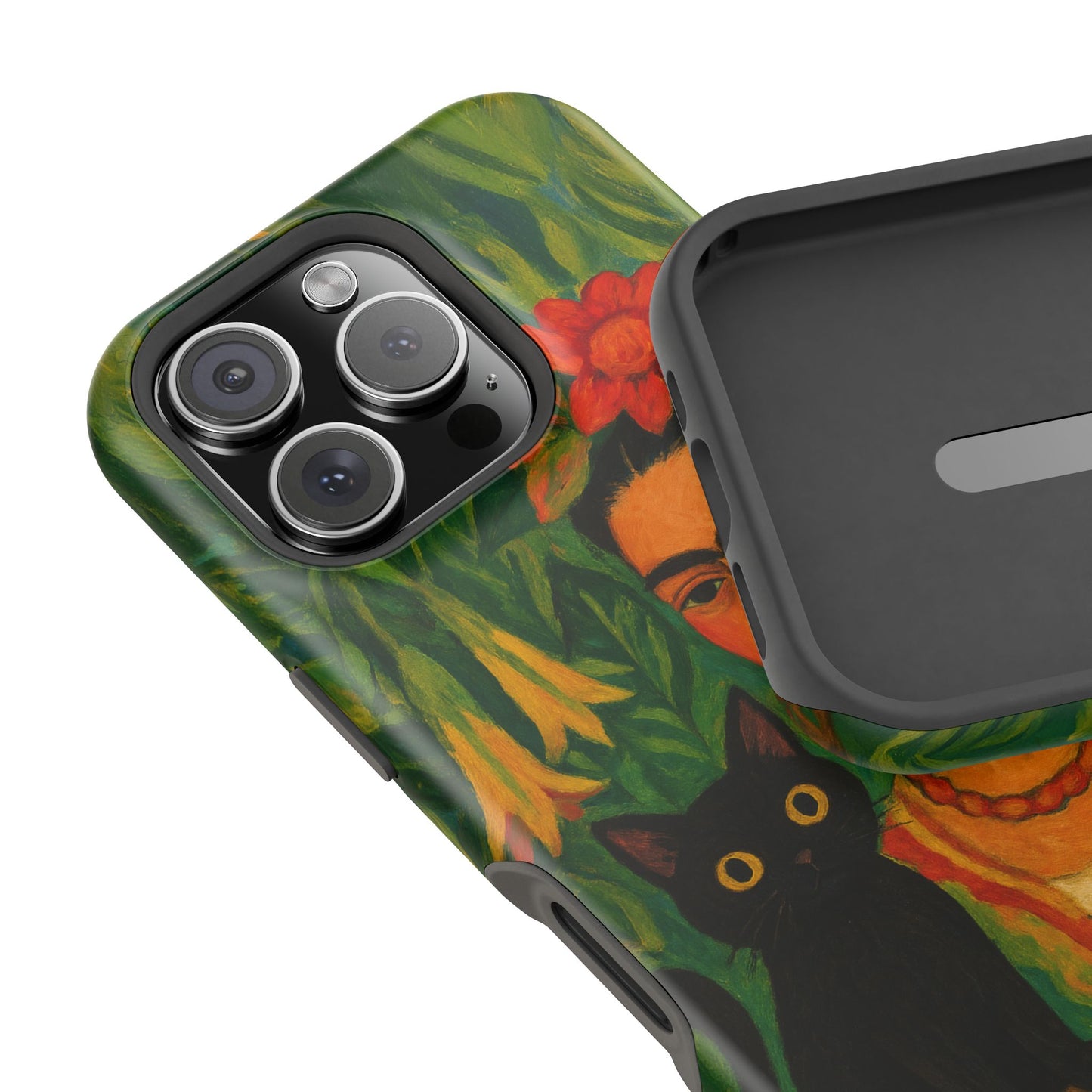 Frida & the Black Cat โ Kahlo Inspired โ iPhone 16, 15, 14, 13 โ MagSafe Magnetic Tough Case by HitStickers