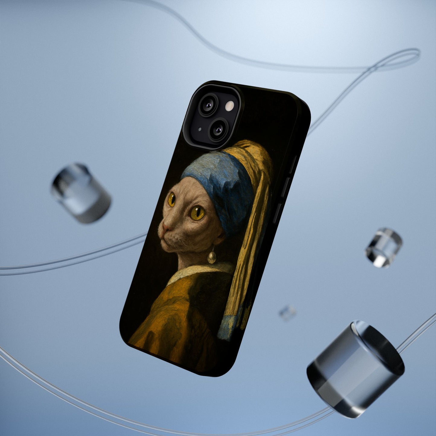 Cat with a Pearl Earring โ Vermeer Inspired โ iPhone 16, 15, 14, 13 โ MagSafe Magnetic Tough Case by HitStickers