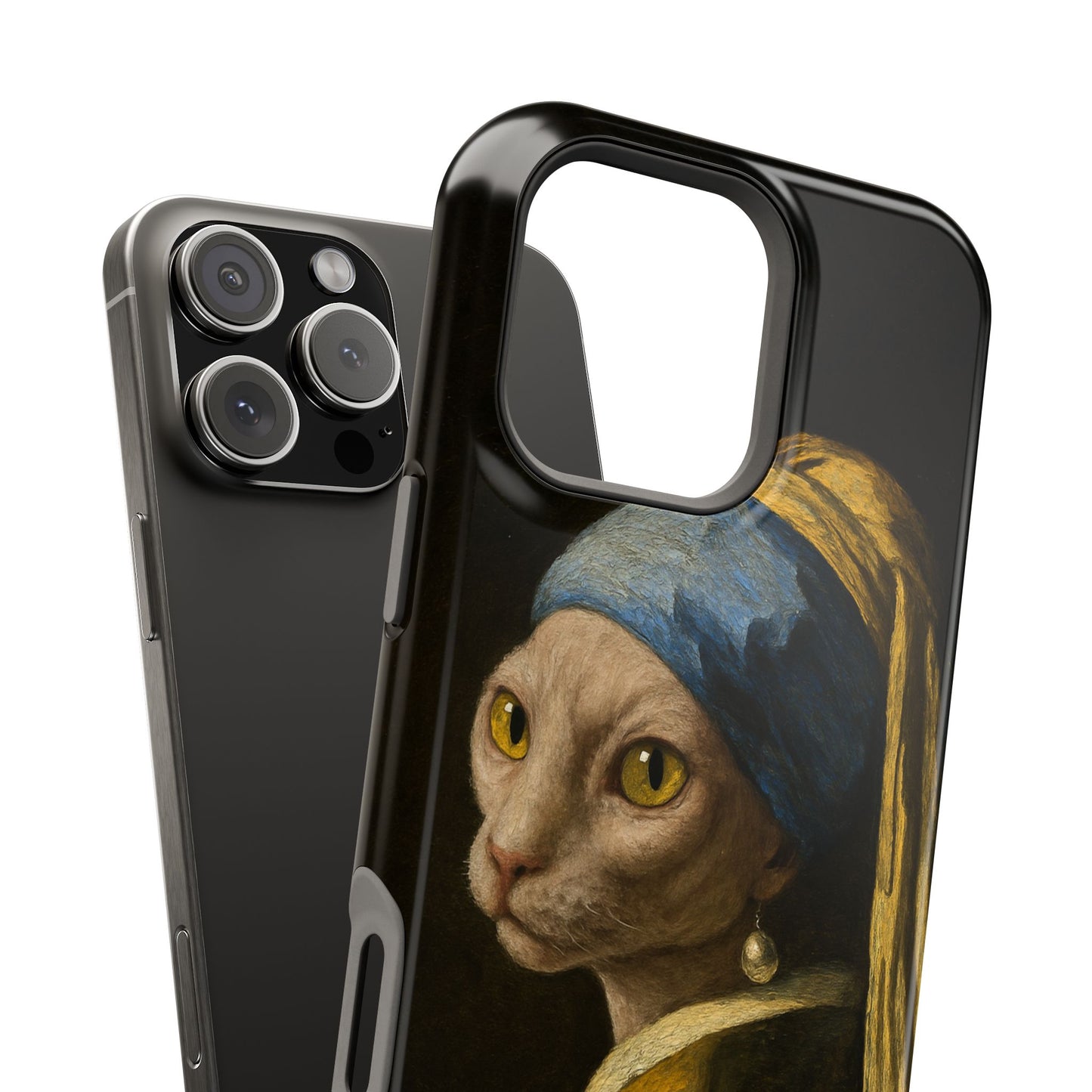 Cat with a Pearl Earring โ Vermeer Inspired โ iPhone 16, 15, 14, 13 โ MagSafe Magnetic Tough Case by HitStickers