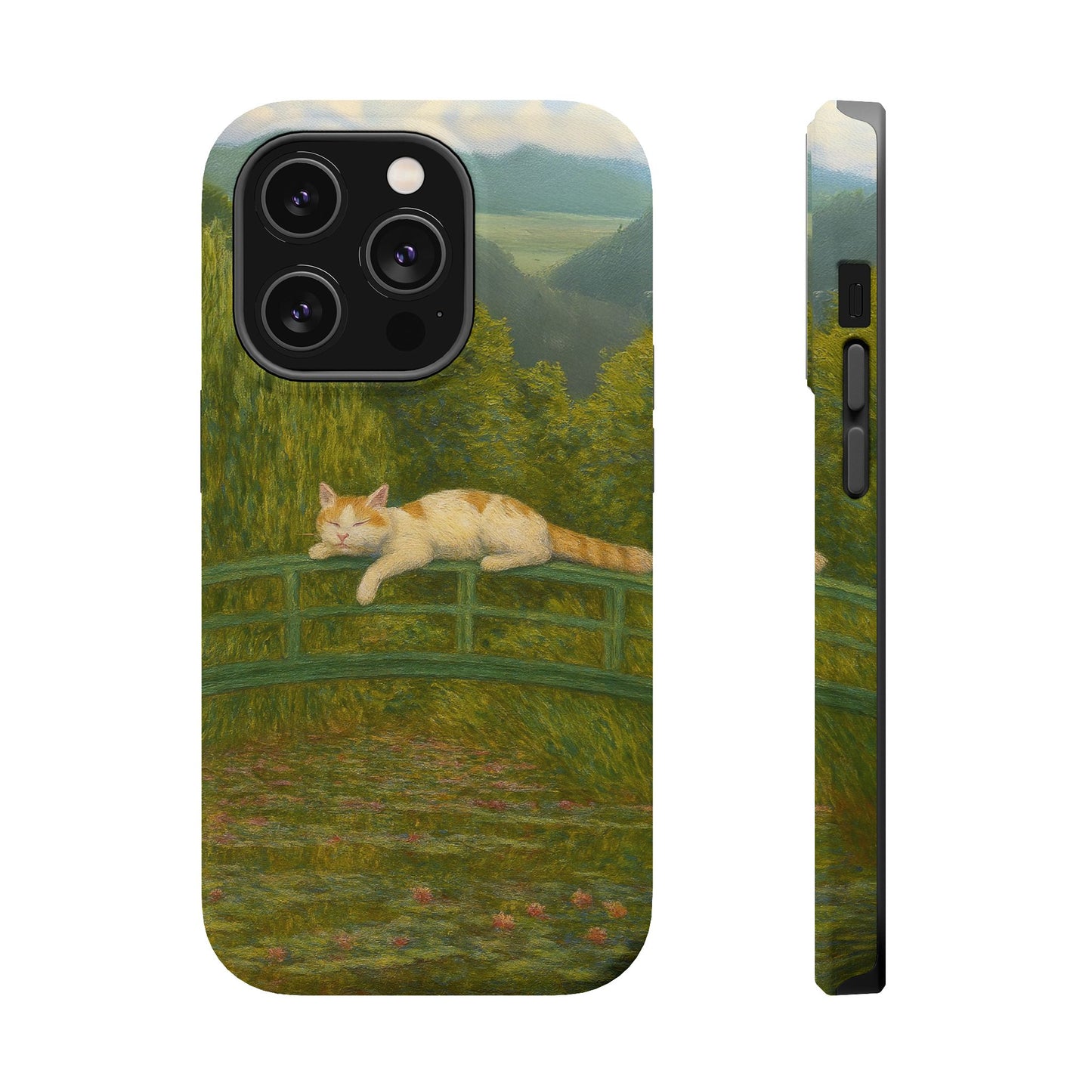 Sleeping Cat on the Japanese Bridge โ Monet Inspired โ iPhone 16, 15, 14, 13 โ MagSafe Magnetic Tough Case by HitStickers