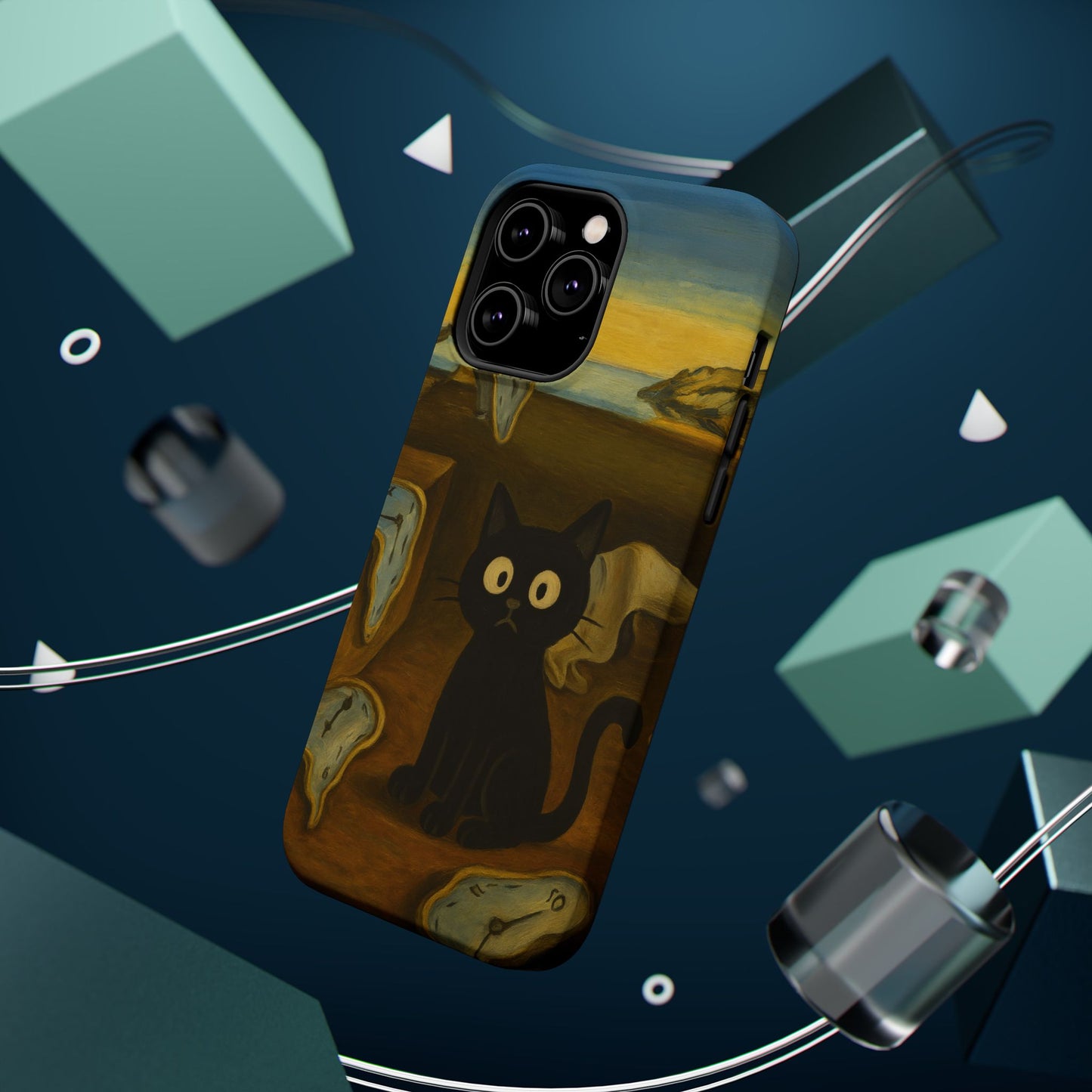 The Cat of Melting Time – Dalí Inspired – iPhone 16, 15, 14, 13 – MagSafe Magnetic Tough Case by HitStickers