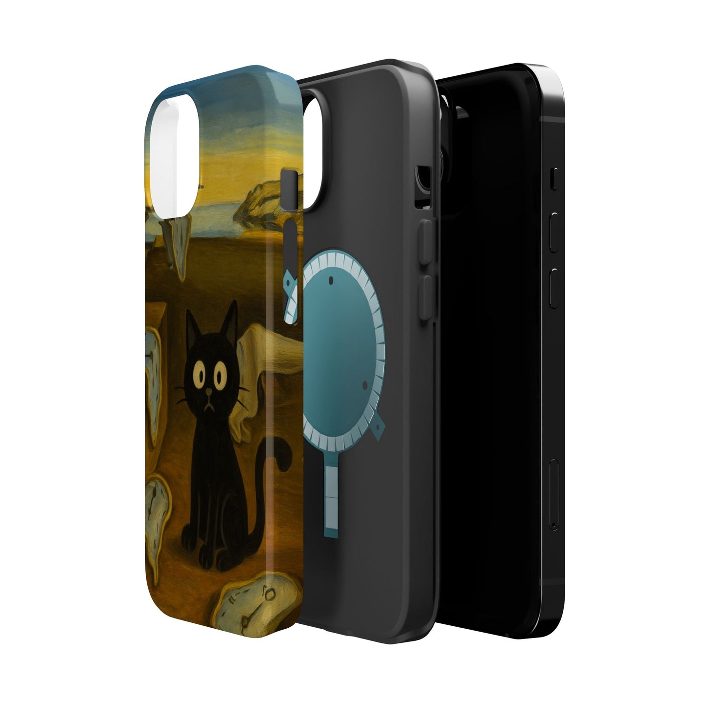 The Cat of Melting Time – Dalí Inspired – iPhone 16, 15, 14, 13 – MagSafe Magnetic Tough Case by HitStickers