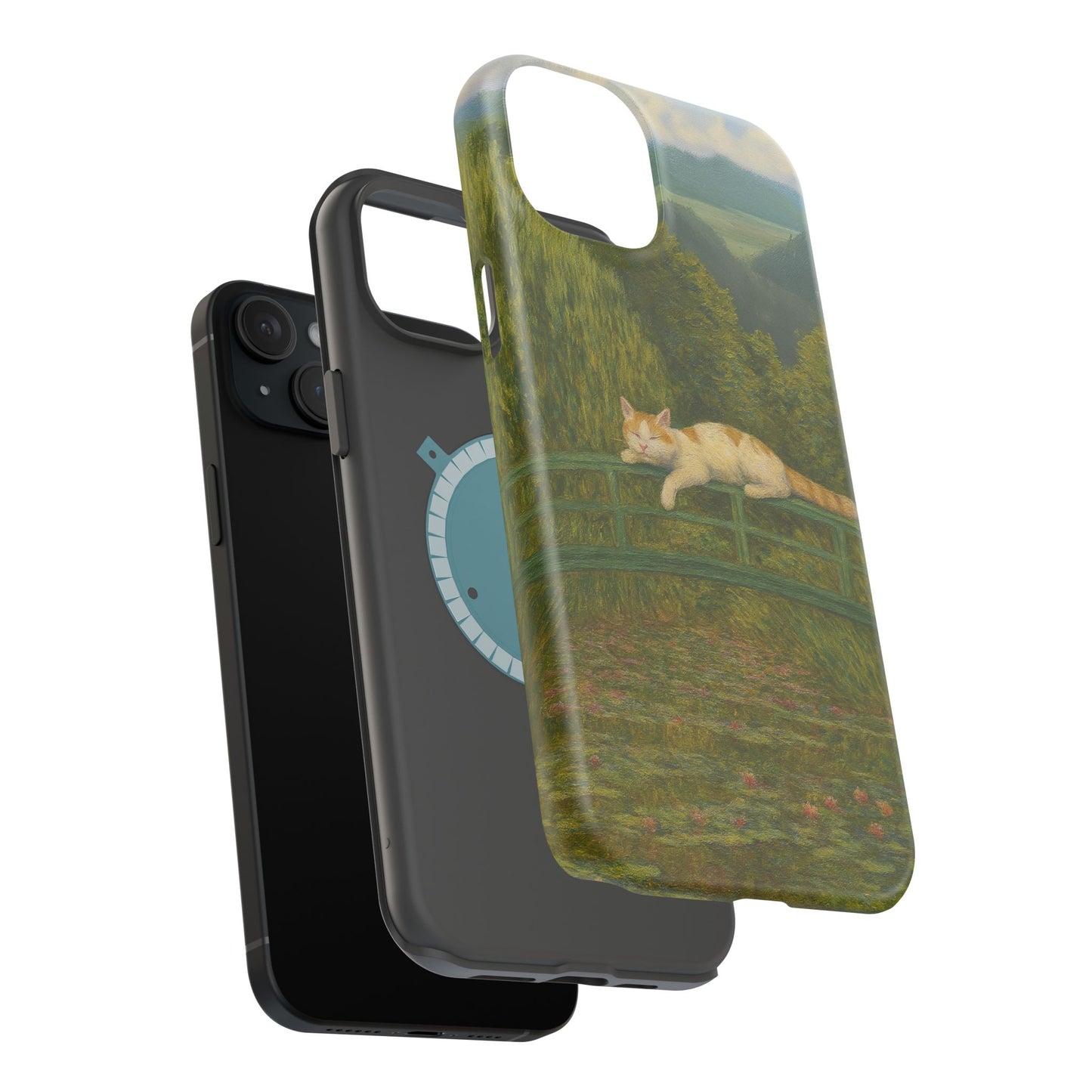 Sleeping Cat on the Japanese Bridge โ Monet Inspired โ iPhone 16, 15, 14, 13 โ MagSafe Magnetic Tough Case by HitStickers