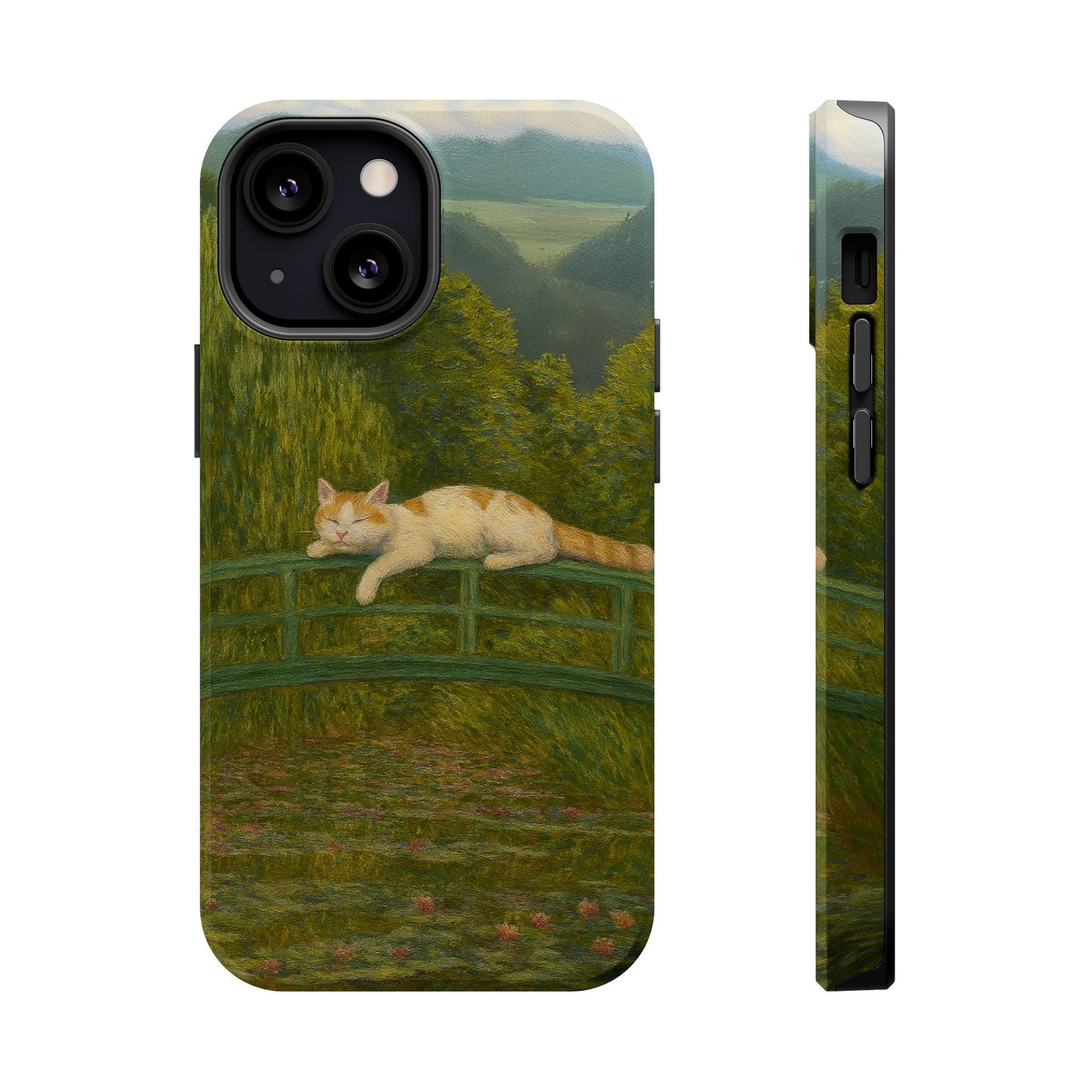 Sleeping Cat on the Japanese Bridge โ Monet Inspired โ iPhone 16, 15, 14, 13 โ MagSafe Magnetic Tough Case by HitStickers