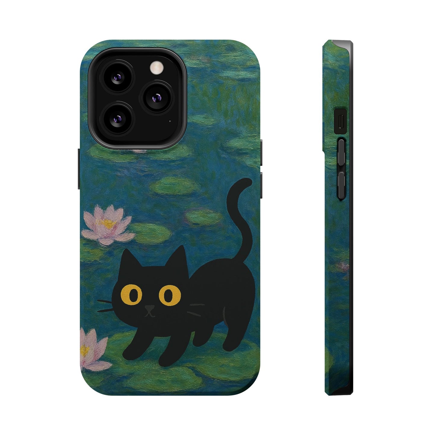 Water Lily Cat โ Monet Inspired โ iPhone 16, 15, 14, 13 โ MagSafe Magnetic Tough Case by HitStickers