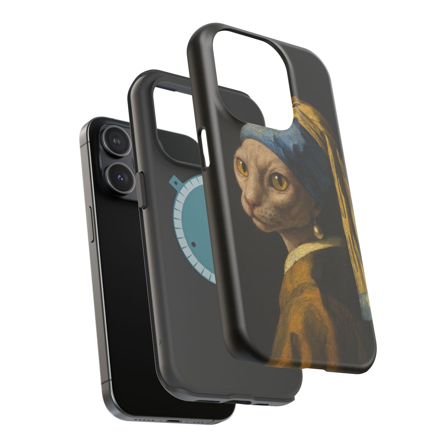 Cat with a Pearl Earring โ Vermeer Inspired โ iPhone 16, 15, 14, 13 โ MagSafe Magnetic Tough Case by HitStickers