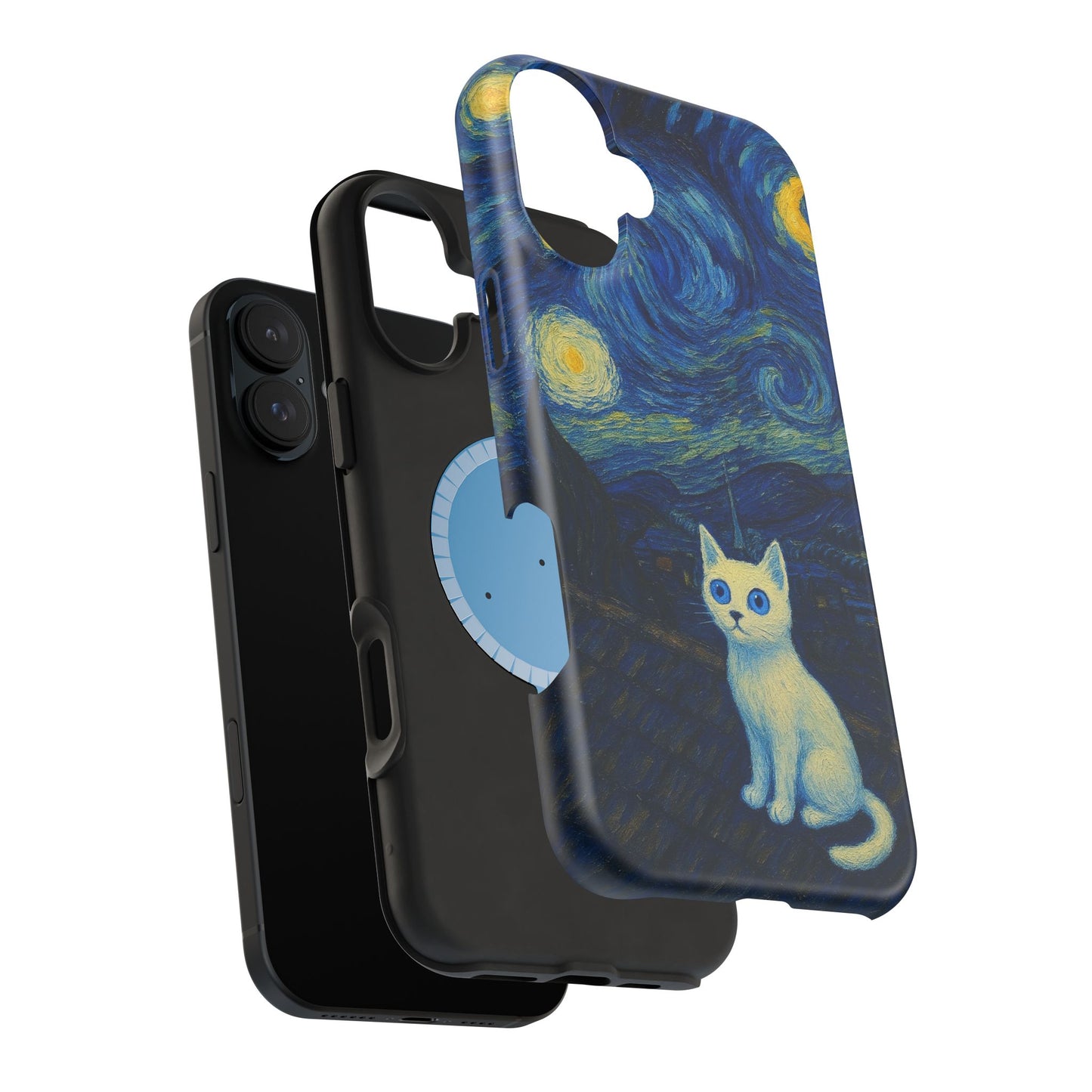 Starry Night Cat โ Van Gogh Inspired โ iPhone 16, 15, 14, 13 โ MagSafe Magnetic Tough Case by HitStickers
