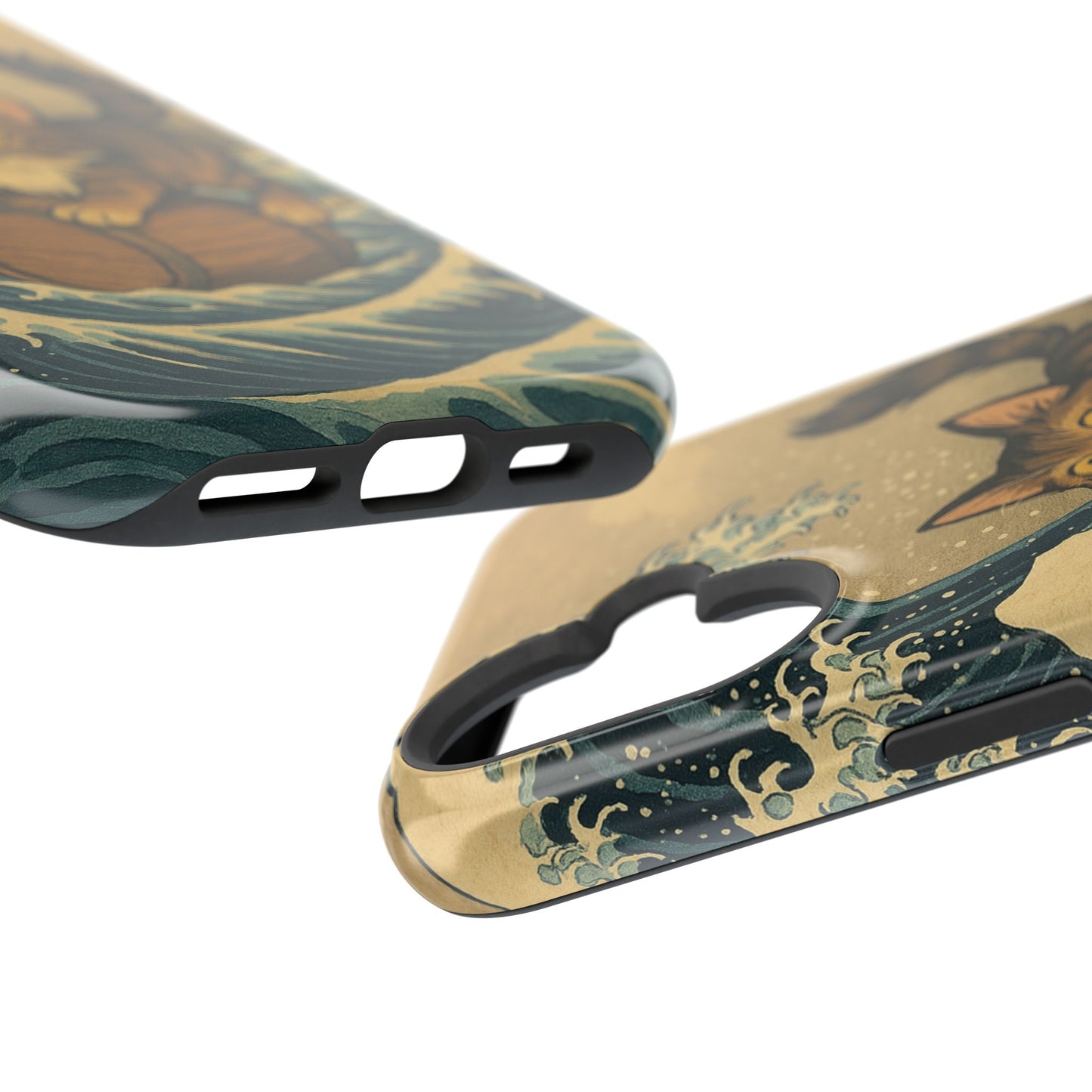 The Great Wave Cat โ Hokusai Inspired โ iPhone 16, 15, 14, 13 โ MagSafe Magnetic Tough Case by HitStickers