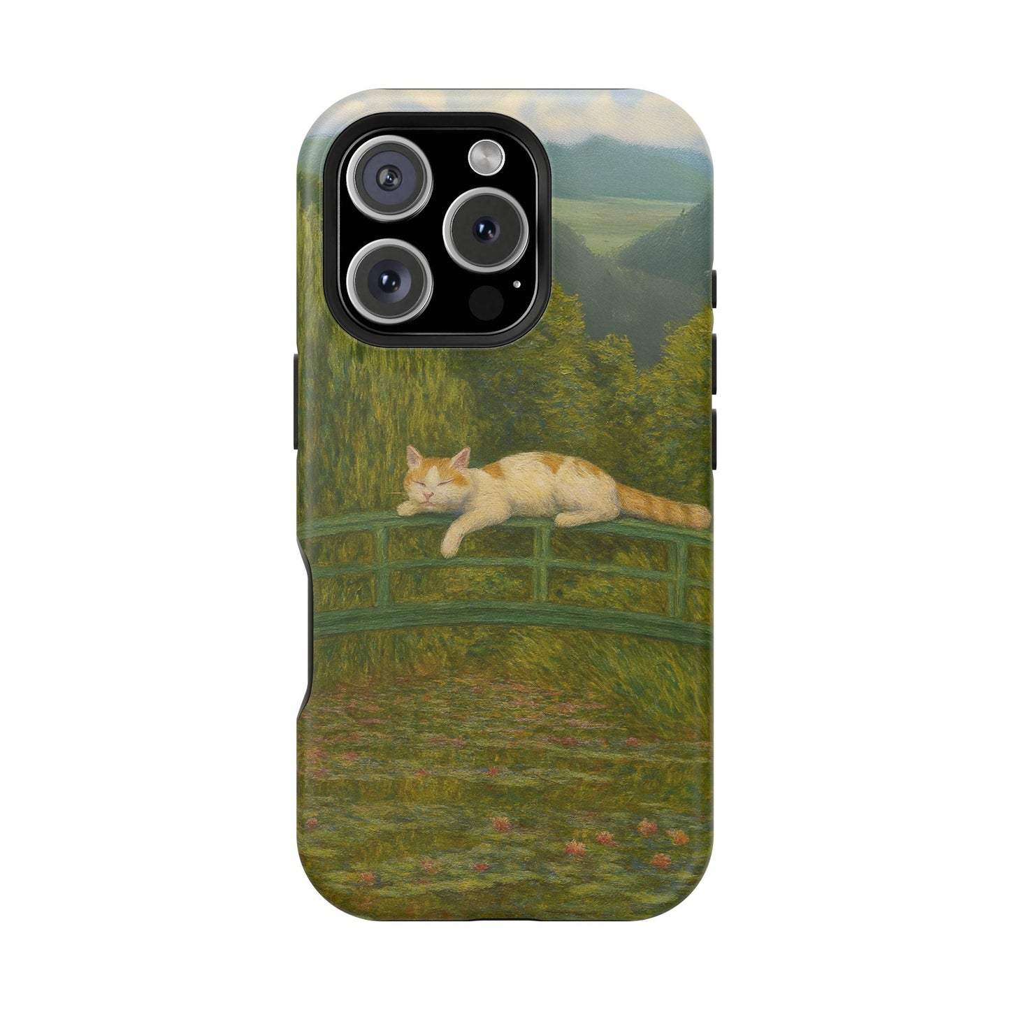 Sleeping Cat on the Japanese Bridge โ Monet Inspired โ iPhone 16, 15, 14, 13 โ MagSafe Magnetic Tough Case by HitStickers