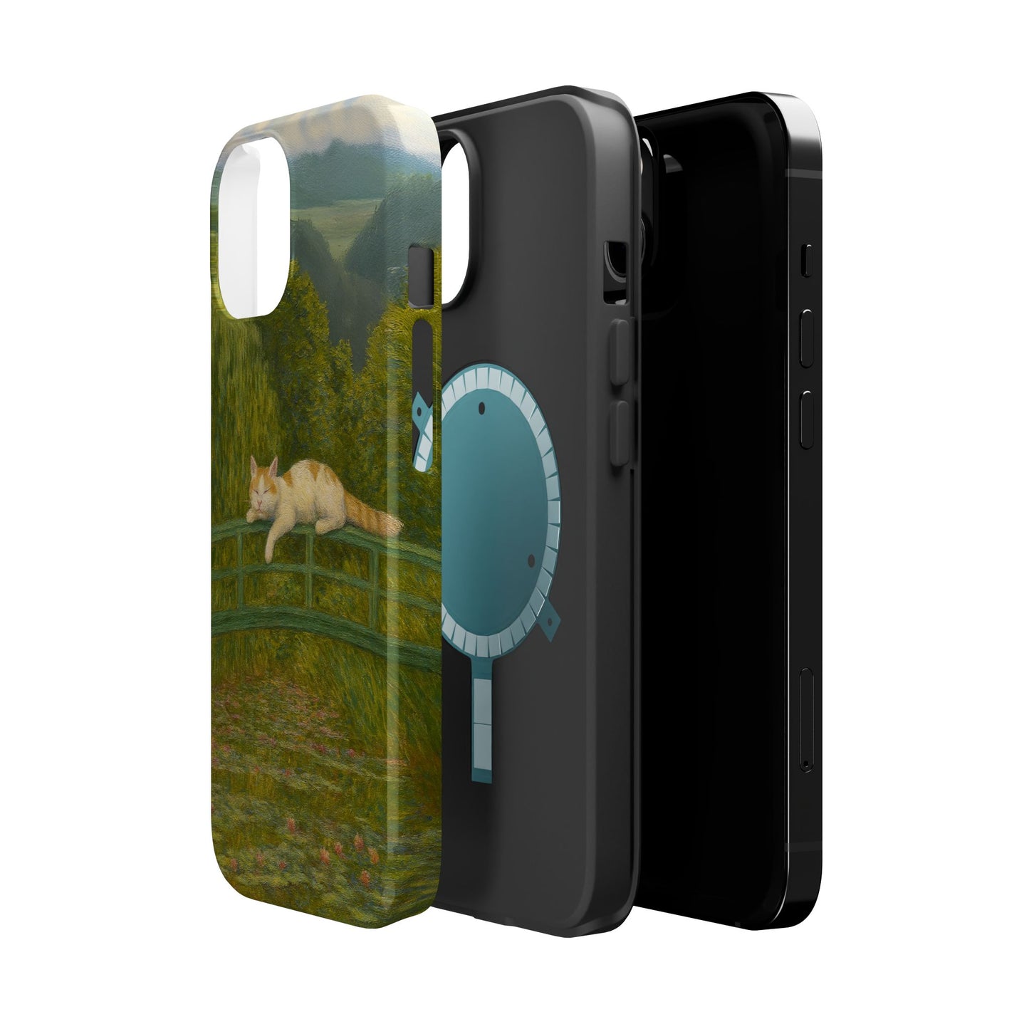 Sleeping Cat on the Japanese Bridge โ Monet Inspired โ iPhone 16, 15, 14, 13 โ MagSafe Magnetic Tough Case by HitStickers