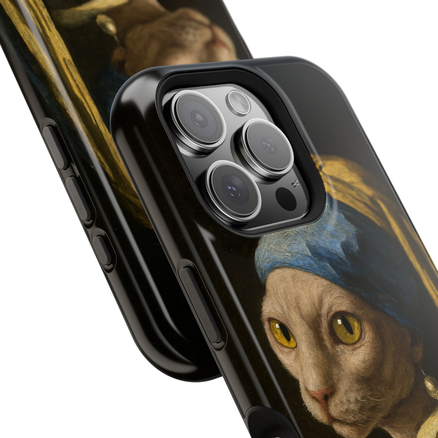 Cat with a Pearl Earring โ Vermeer Inspired โ iPhone 16, 15, 14, 13 โ MagSafe Magnetic Tough Case by HitStickers