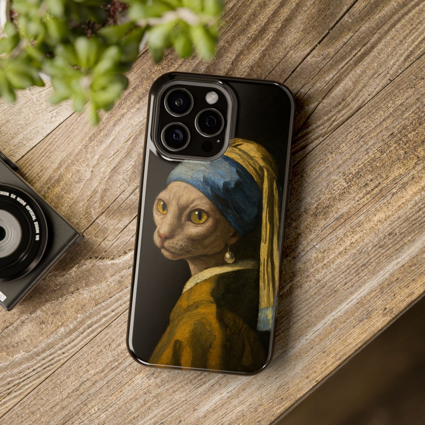 Cat with a Pearl Earring โ Vermeer Inspired โ iPhone 16, 15, 14, 13 โ MagSafe Magnetic Tough Case by HitStickers