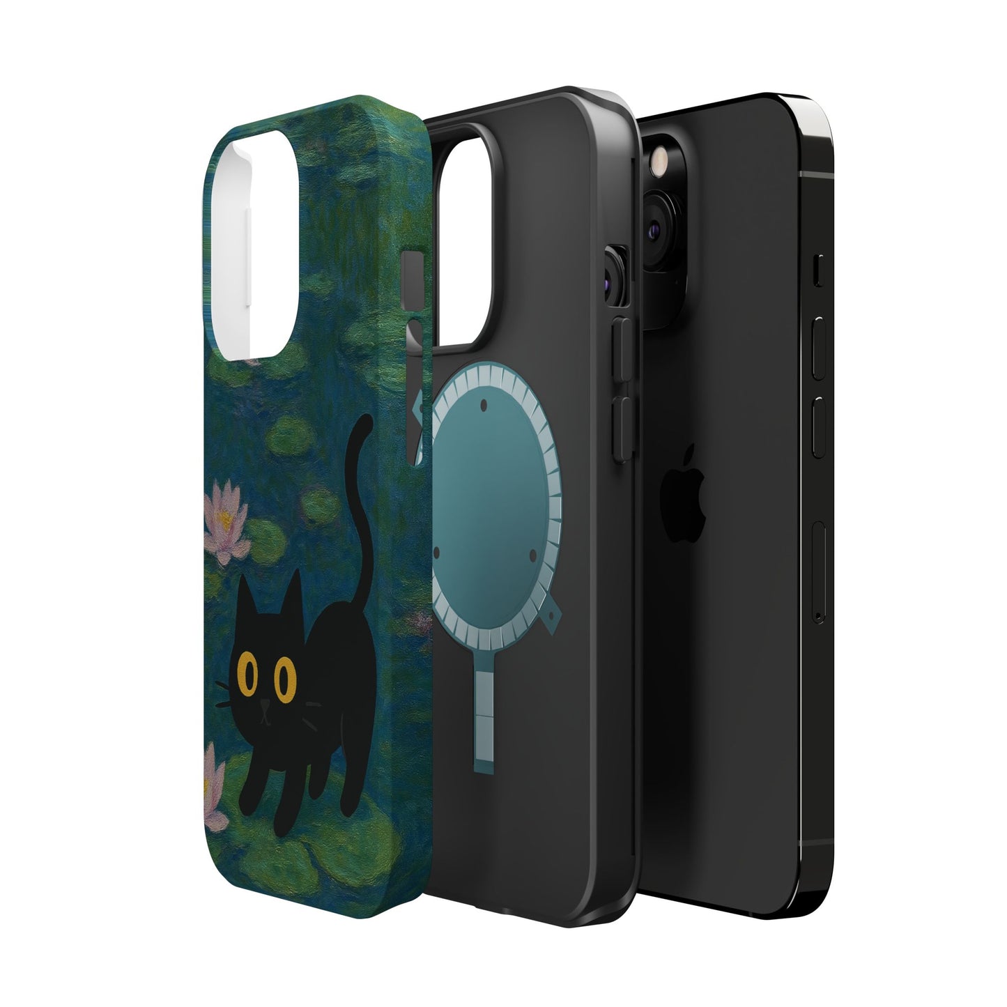 Water Lily Cat โ Monet Inspired โ iPhone 16, 15, 14, 13 โ MagSafe Magnetic Tough Case by HitStickers