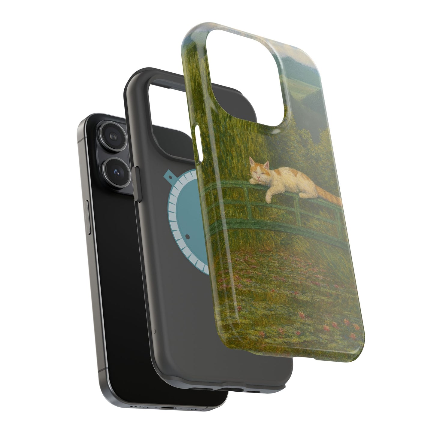 Sleeping Cat on the Japanese Bridge โ Monet Inspired โ iPhone 16, 15, 14, 13 โ MagSafe Magnetic Tough Case by HitStickers