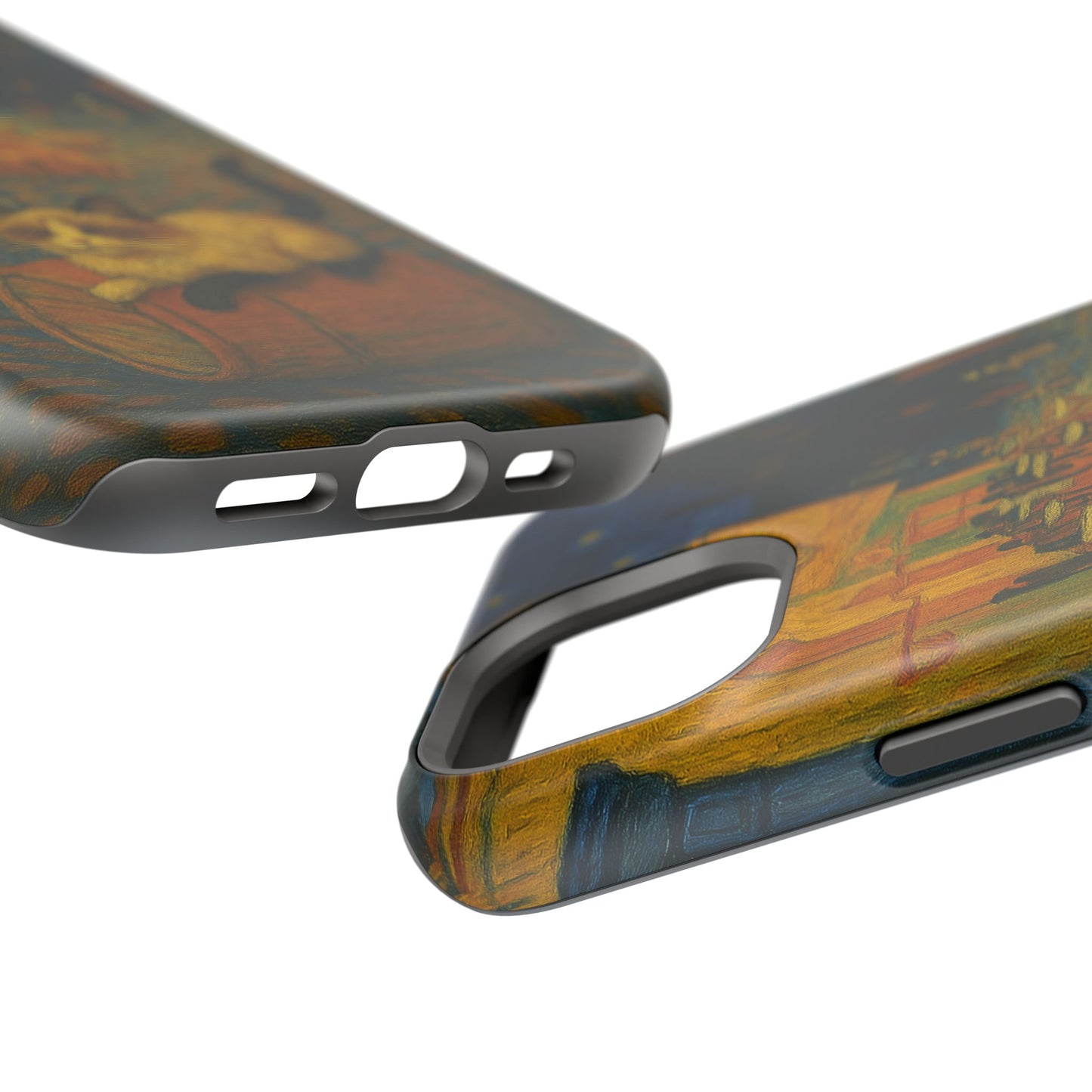 Café Cat at Night – Van Gogh Inspired – iPhone 16, 15, 14, 13 – MagSafe Magnetic Tough Case by HitStickers