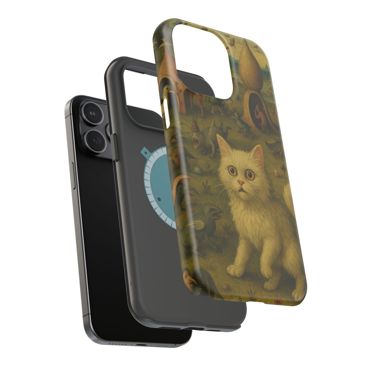 Garden of Cat Delights โ Bosch Inspired โ iPhone 16, 15, 14, 13 โ MagSafe Magnetic Tough Case by HitStickers