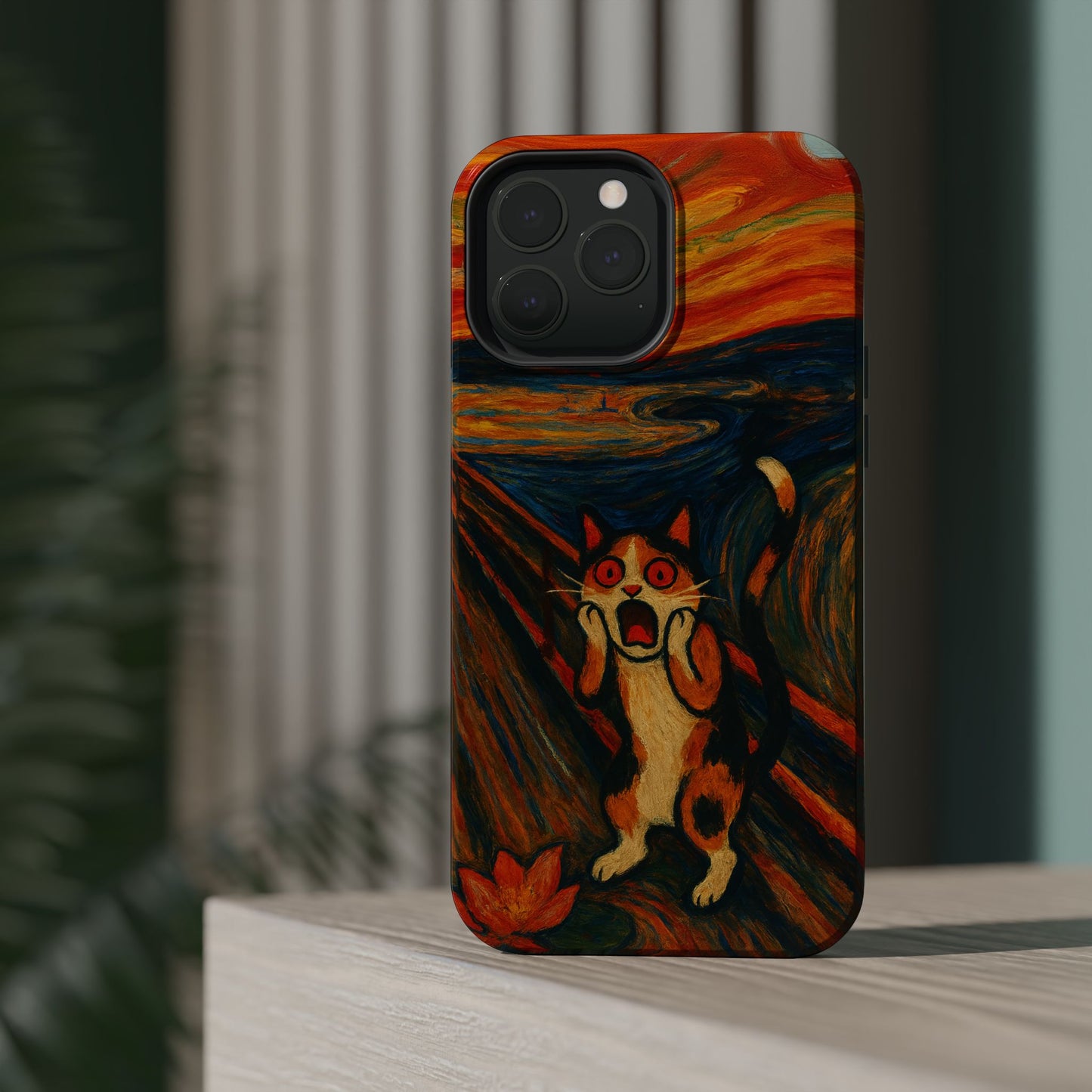 The Cat Scream โ Munch Inspired โ iPhone 16, 15, 14, 13 โ MagSafe Magnetic Tough Case by HitStickers