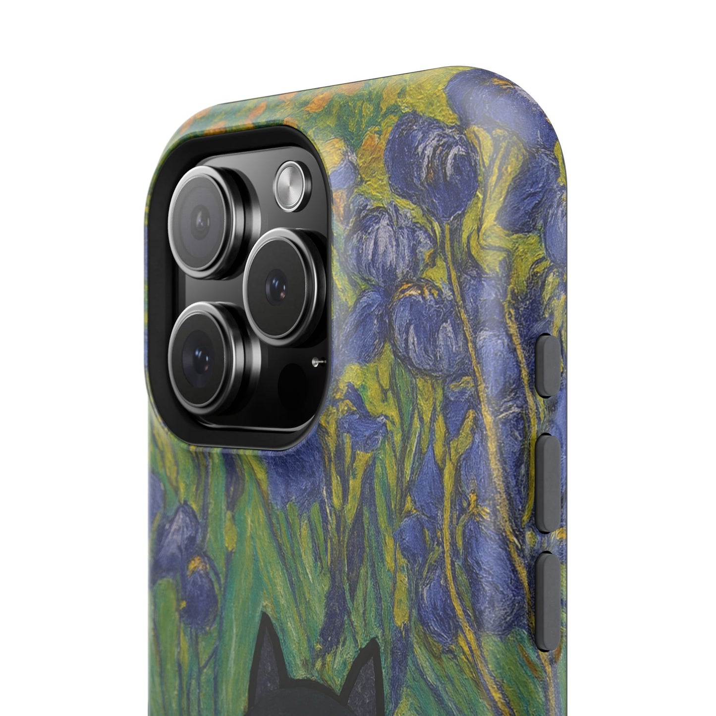Peaceful Cat in Irises โ Van Gogh Inspired โ iPhone 16, 15, 14, 13 โ MagSafe Magnetic Tough Case by HitStickers