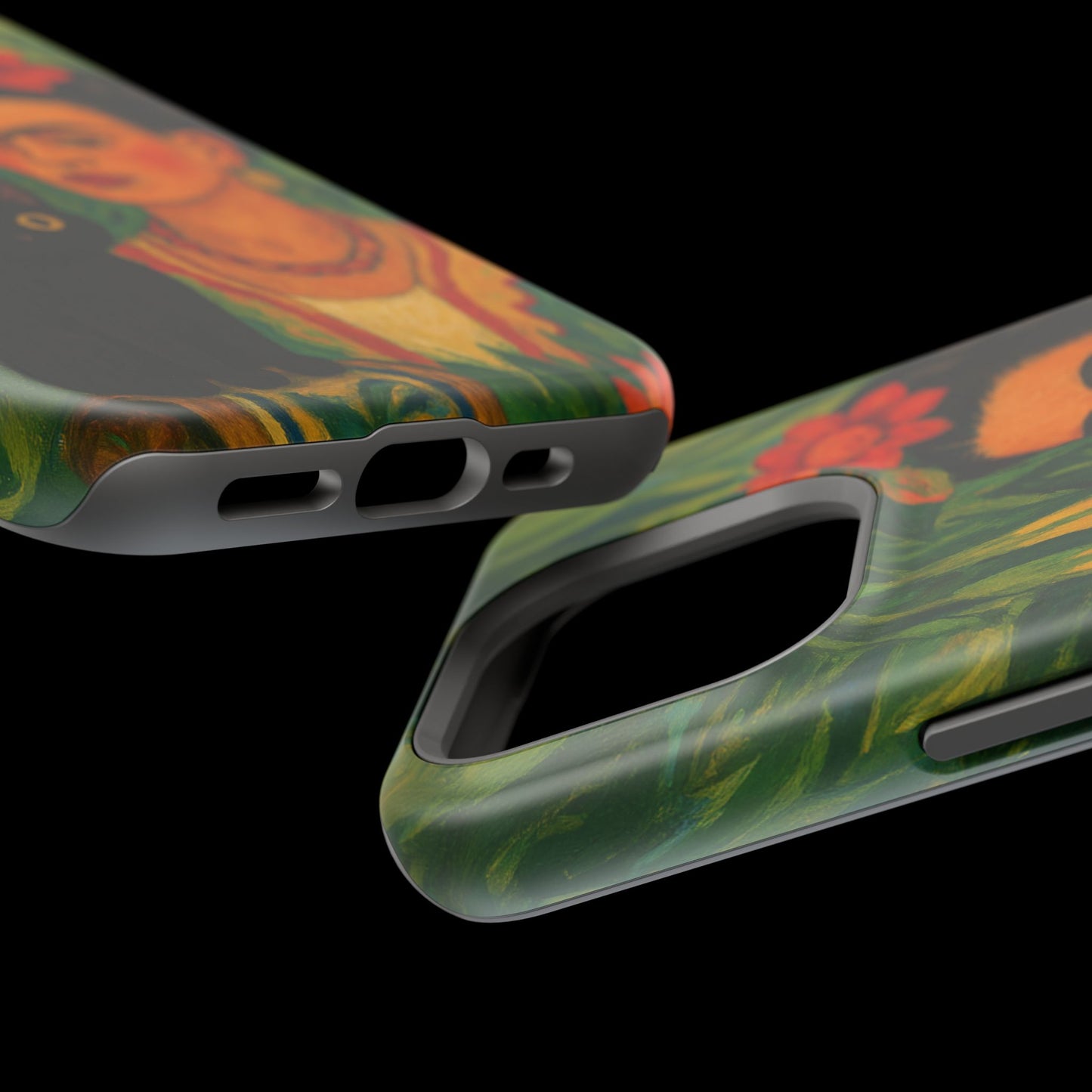 Frida & the Black Cat โ Kahlo Inspired โ iPhone 16, 15, 14, 13 โ MagSafe Magnetic Tough Case by HitStickers