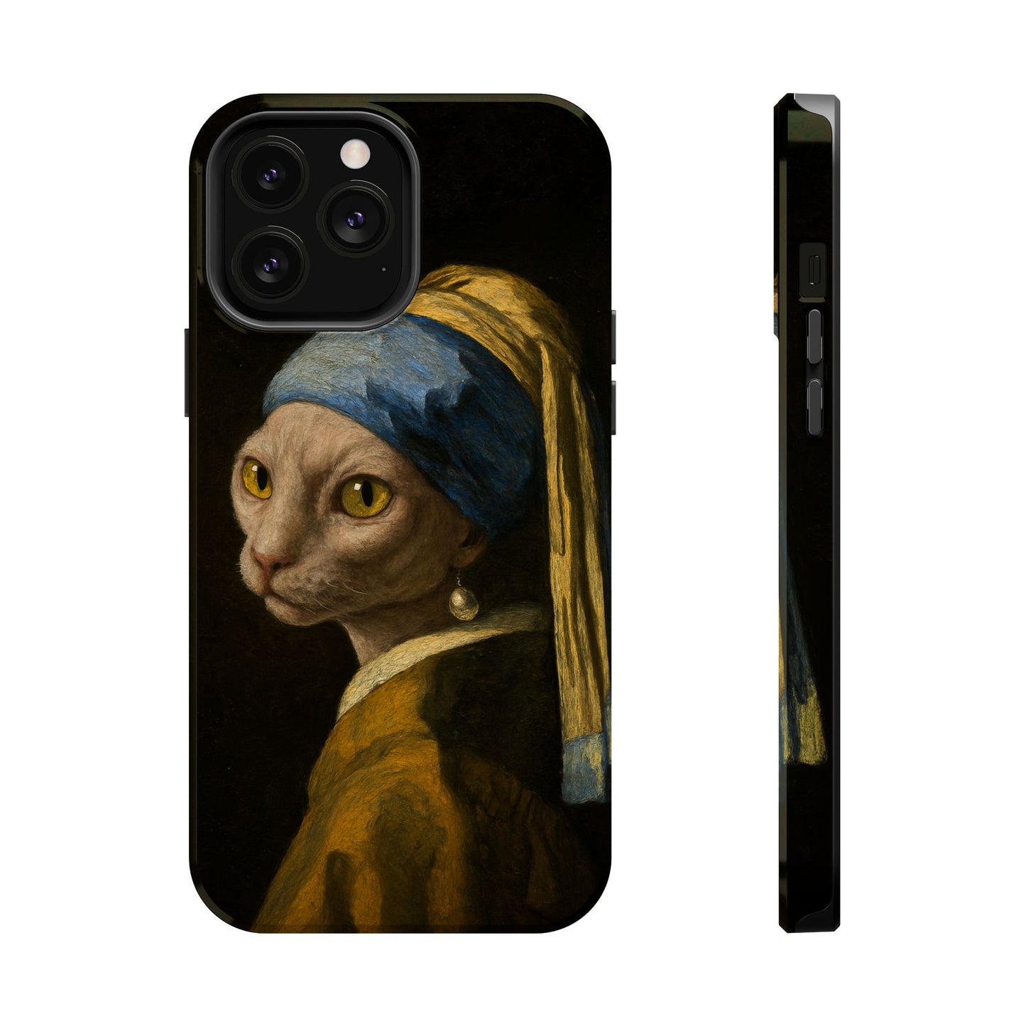 Cat with a Pearl Earring โ Vermeer Inspired โ iPhone 16, 15, 14, 13 โ MagSafe Magnetic Tough Case by HitStickers