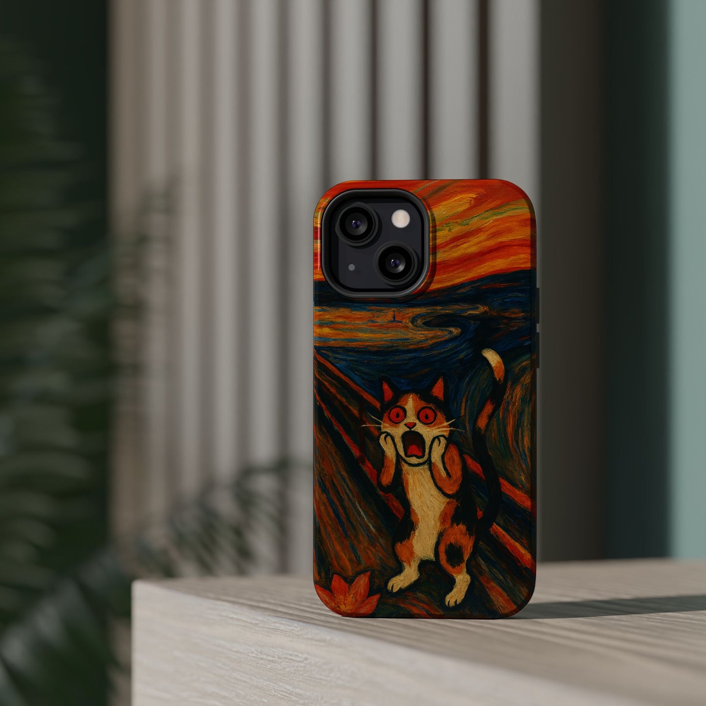 The Cat Scream โ Munch Inspired โ iPhone 16, 15, 14, 13 โ MagSafe Magnetic Tough Case by HitStickers