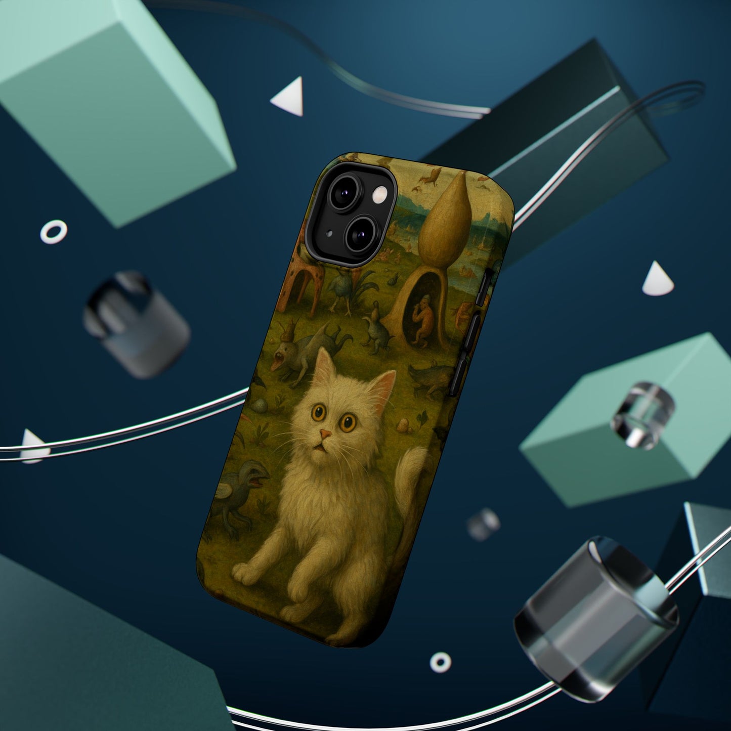 Garden of Cat Delights โ Bosch Inspired โ iPhone 16, 15, 14, 13 โ MagSafe Magnetic Tough Case by HitStickers