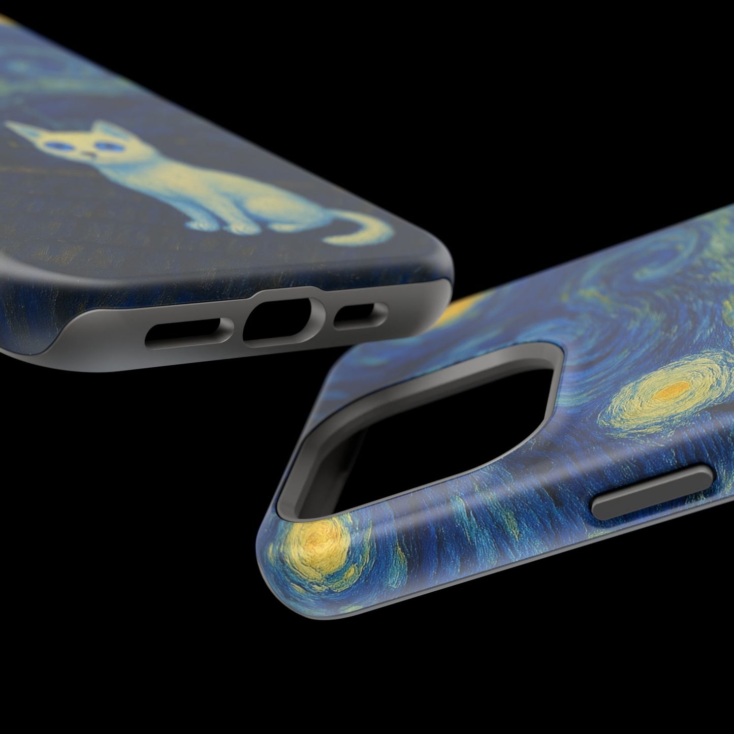 Starry Night Cat โ Van Gogh Inspired โ iPhone 16, 15, 14, 13 โ MagSafe Magnetic Tough Case by HitStickers