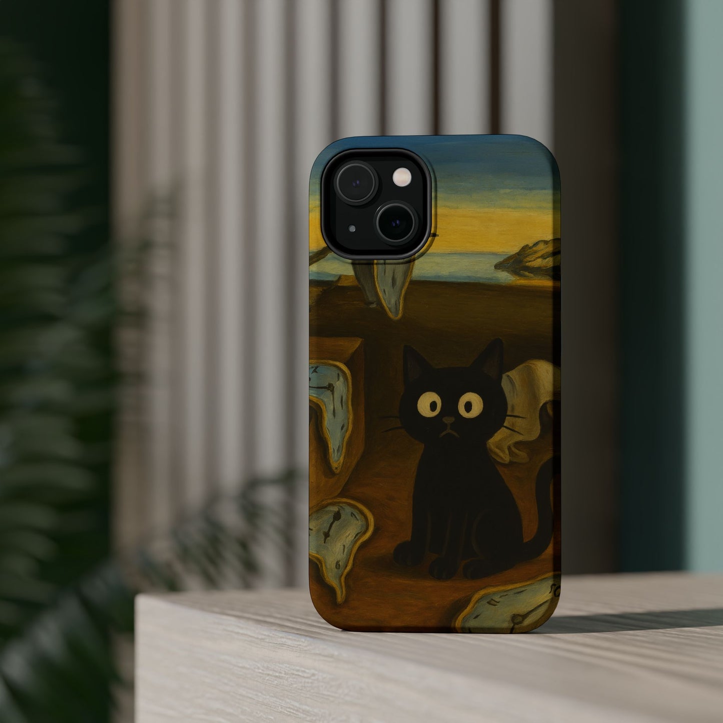 The Cat of Melting Time – Dalí Inspired – iPhone 16, 15, 14, 13 – MagSafe Magnetic Tough Case by HitStickers