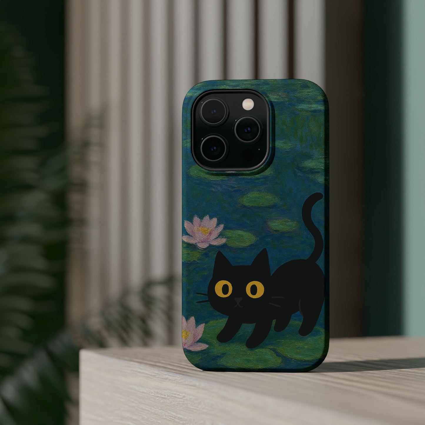 Water Lily Cat โ Monet Inspired โ iPhone 16, 15, 14, 13 โ MagSafe Magnetic Tough Case by HitStickers