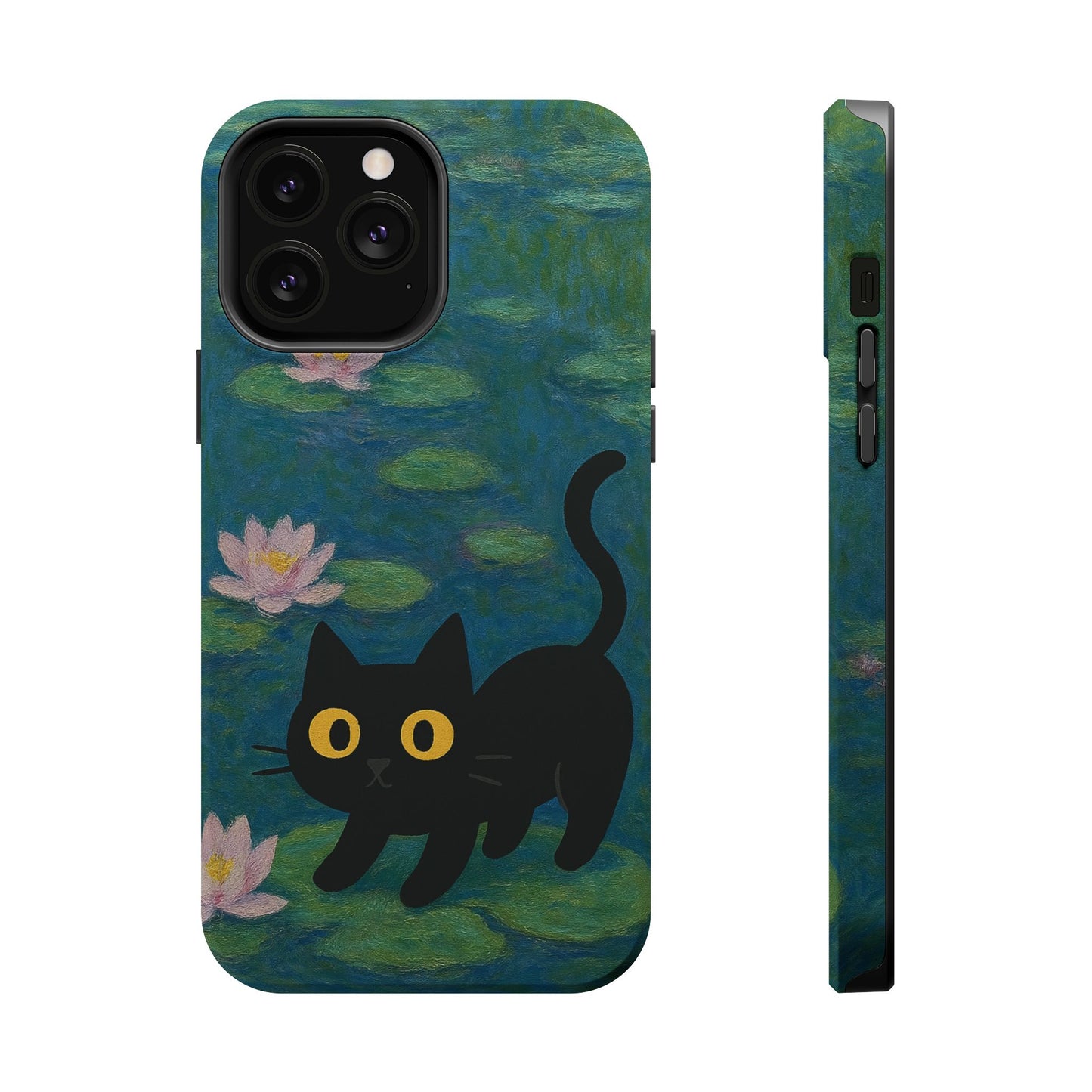 Water Lily Cat โ Monet Inspired โ iPhone 16, 15, 14, 13 โ MagSafe Magnetic Tough Case by HitStickers