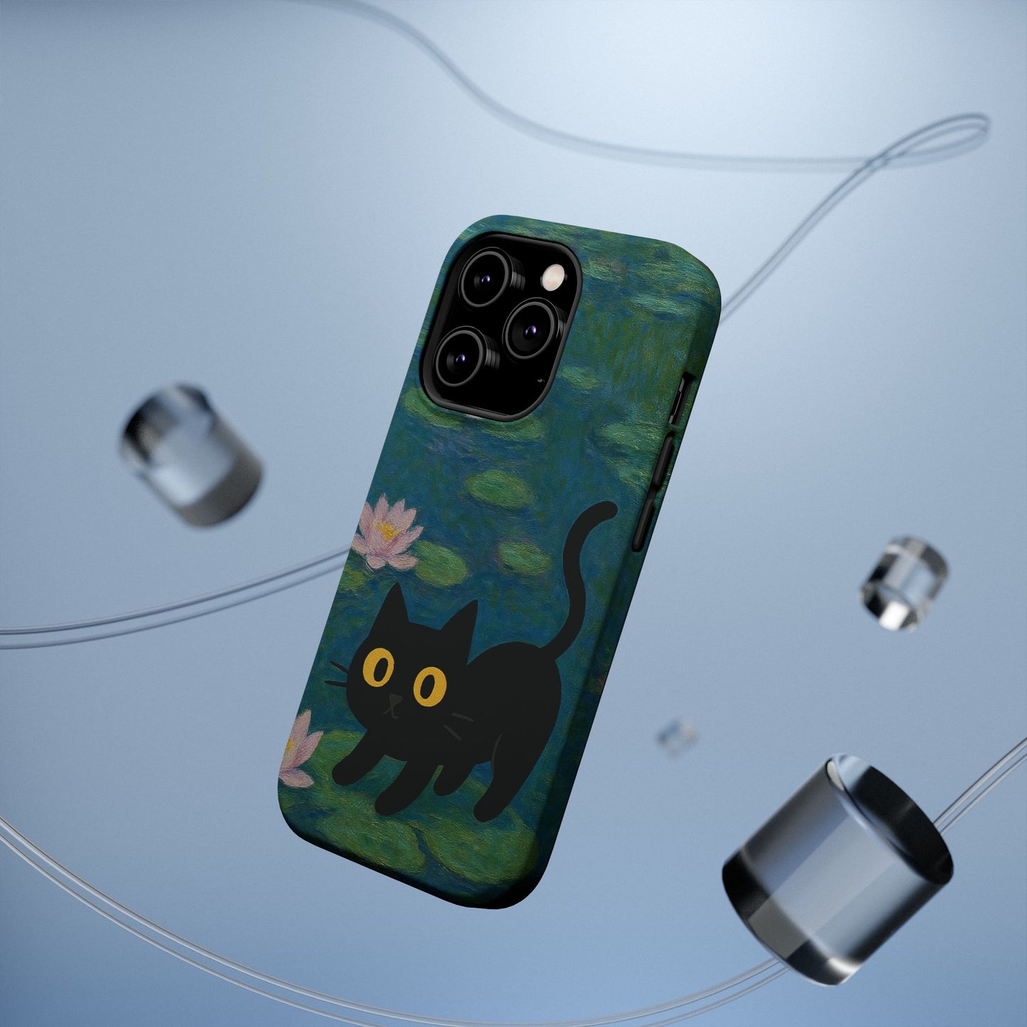 Water Lily Cat โ Monet Inspired โ iPhone 16, 15, 14, 13 โ MagSafe Magnetic Tough Case by HitStickers