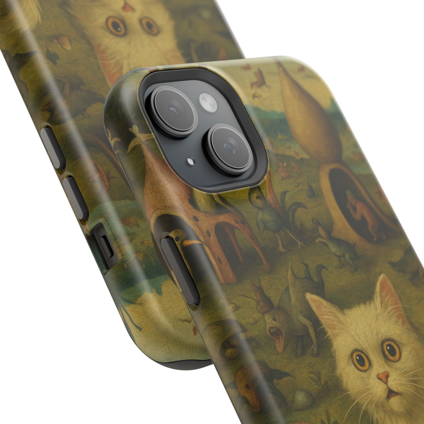Garden of Cat Delights โ Bosch Inspired โ iPhone 16, 15, 14, 13 โ MagSafe Magnetic Tough Case by HitStickers