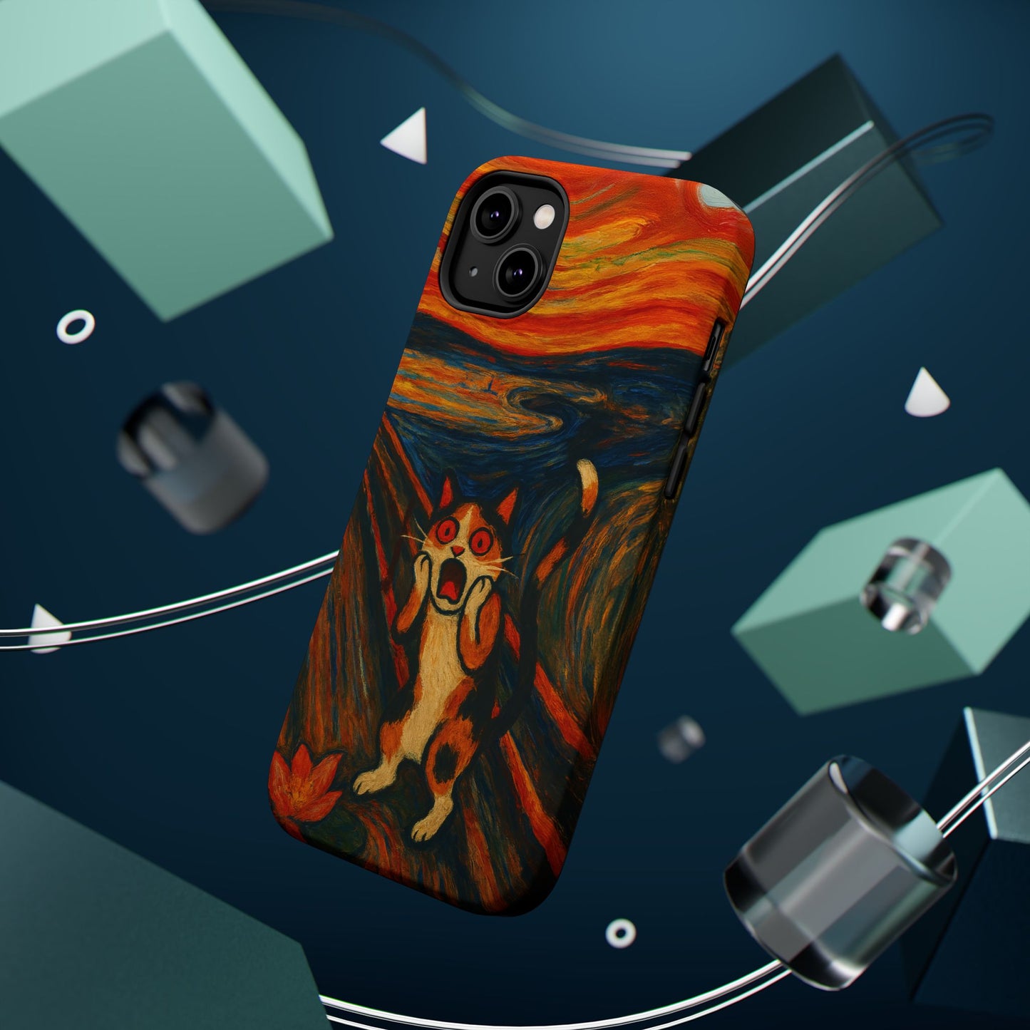 The Cat Scream โ Munch Inspired โ iPhone 16, 15, 14, 13 โ MagSafe Magnetic Tough Case by HitStickers