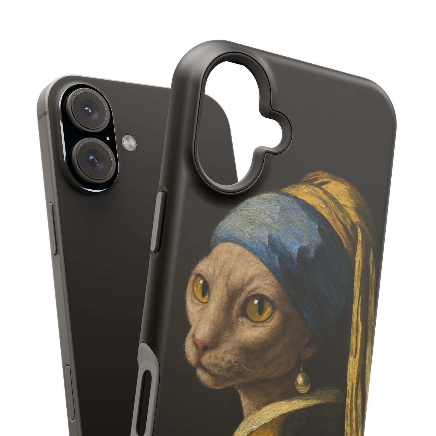 Cat with a Pearl Earring โ Vermeer Inspired โ iPhone 16, 15, 14, 13 โ MagSafe Magnetic Tough Case by HitStickers