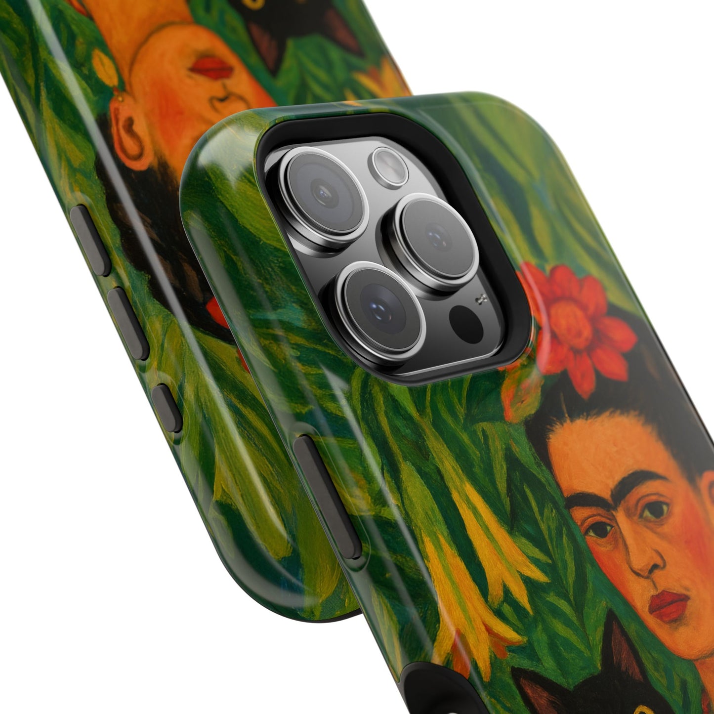 Frida & the Black Cat โ Kahlo Inspired โ iPhone 16, 15, 14, 13 โ MagSafe Magnetic Tough Case by HitStickers