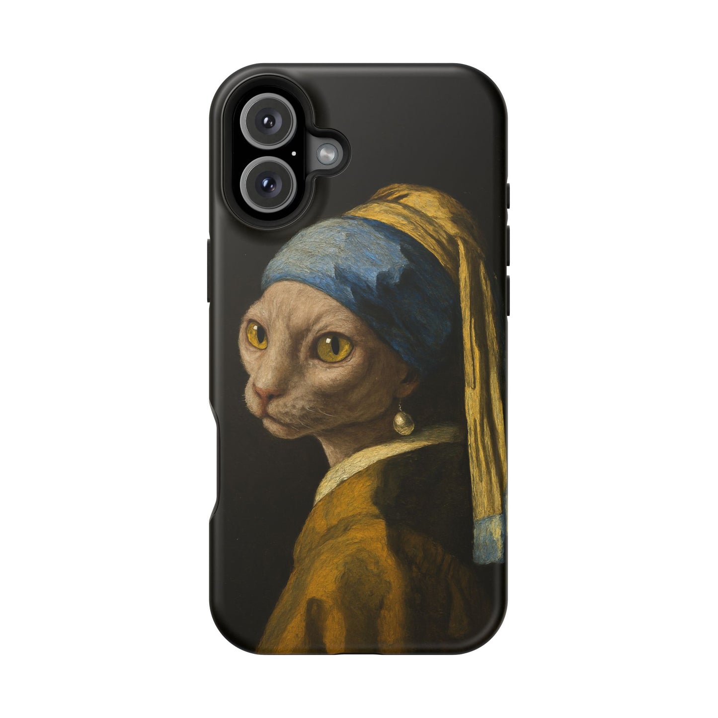 Cat with a Pearl Earring โ Vermeer Inspired โ iPhone 16, 15, 14, 13 โ MagSafe Magnetic Tough Case by HitStickers