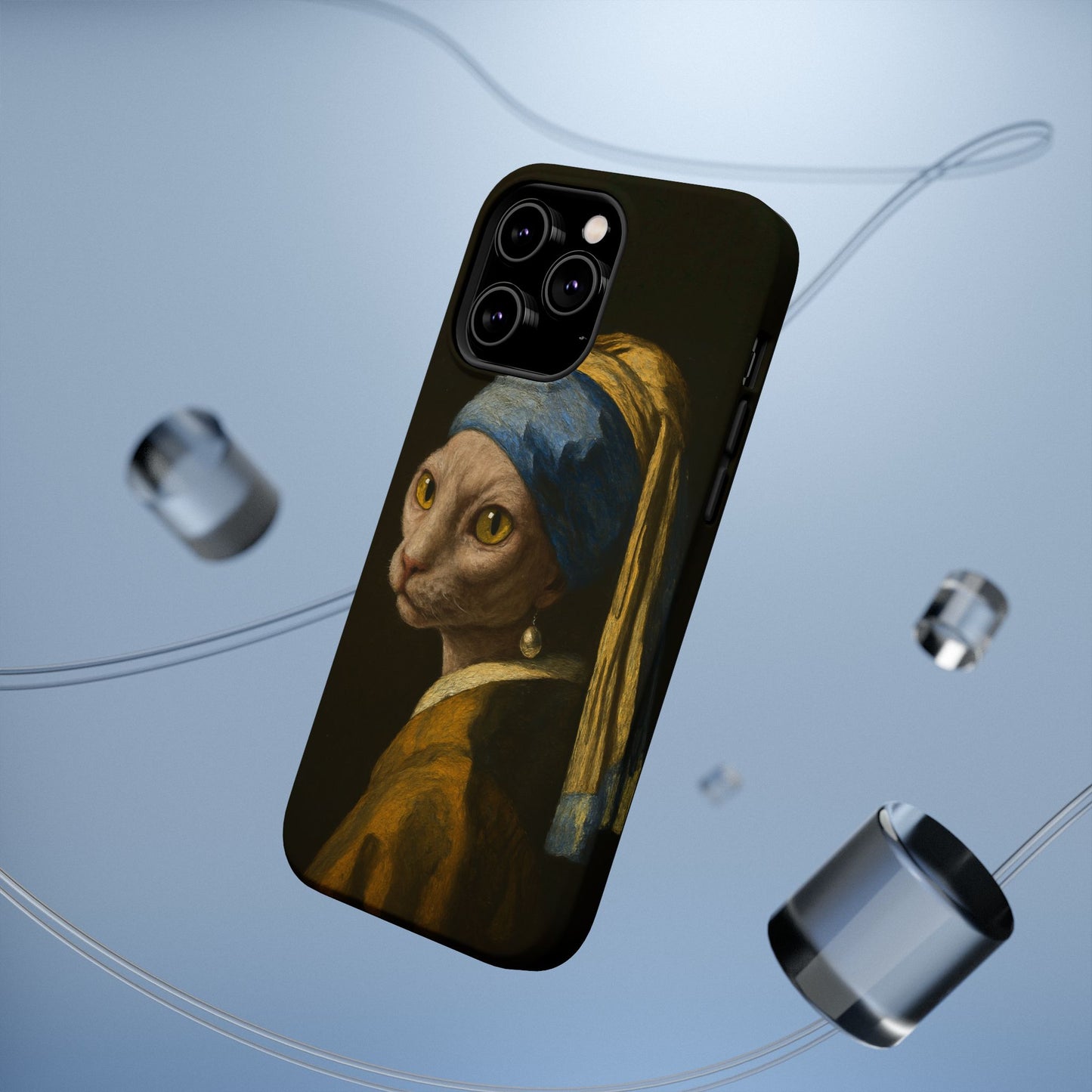 Cat with a Pearl Earring โ Vermeer Inspired โ iPhone 16, 15, 14, 13 โ MagSafe Magnetic Tough Case by HitStickers